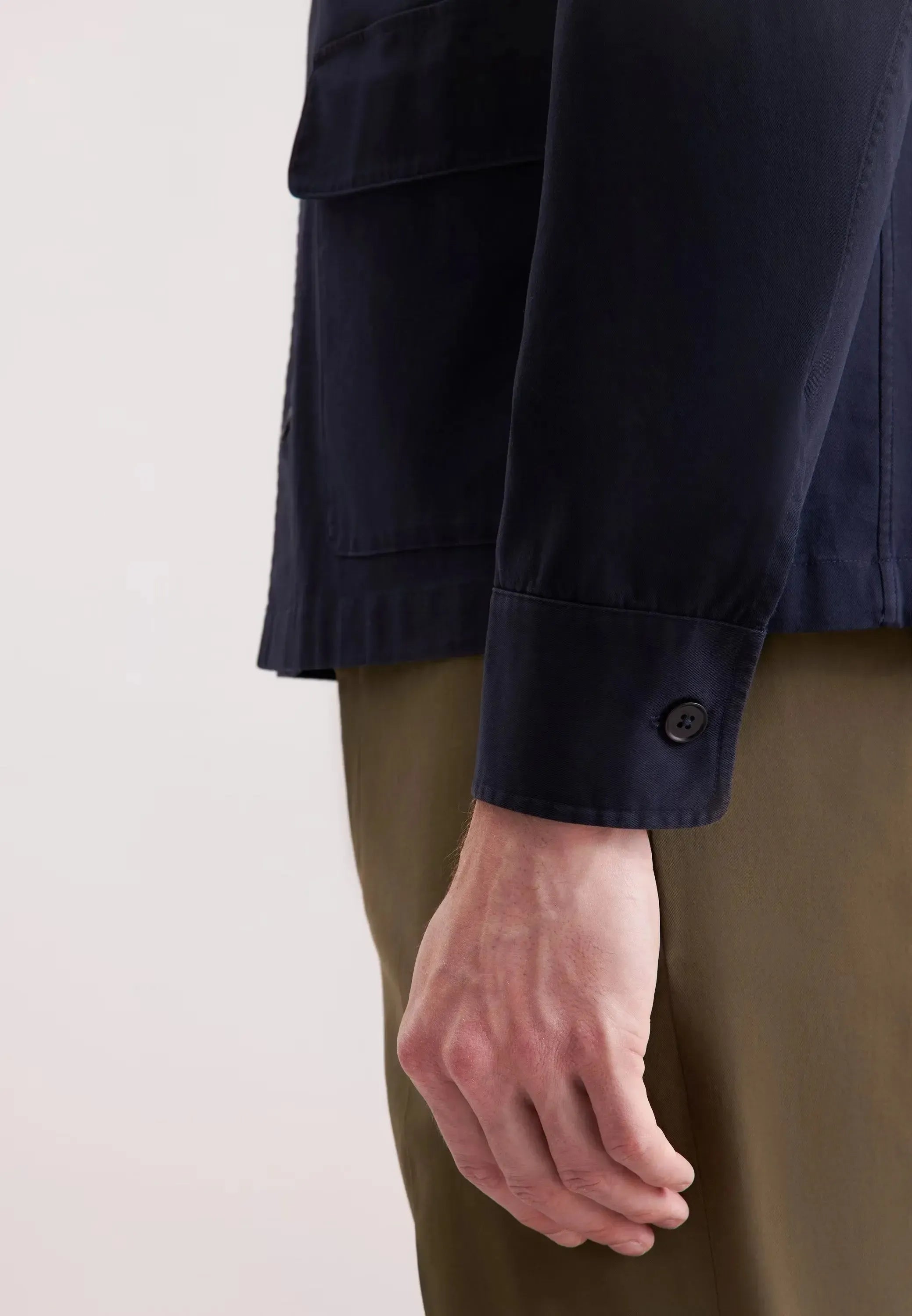 Regular Fit Cotton Twill Casual Lapel Jacket Dark Blue-seidensticker uk