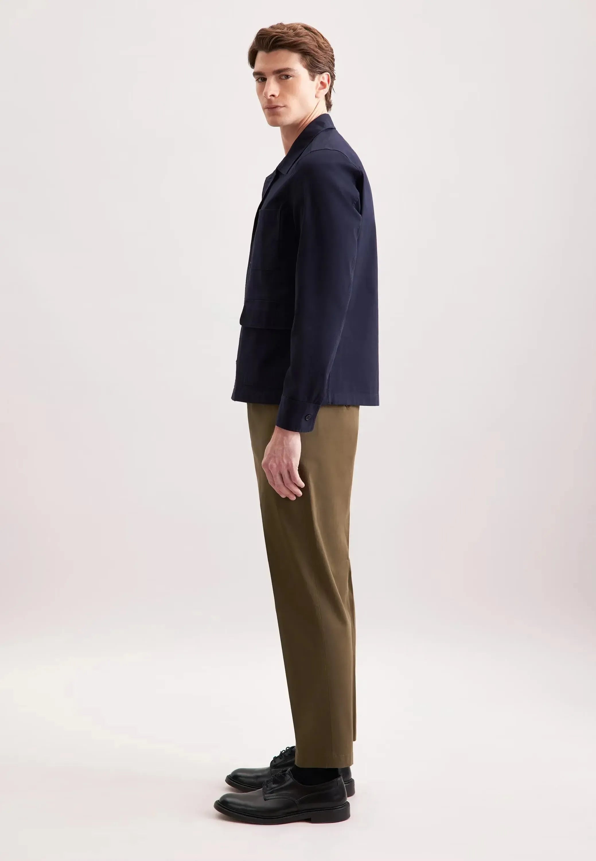 Regular Fit Cotton Twill Casual Lapel Jacket Dark Blue-seidensticker uk