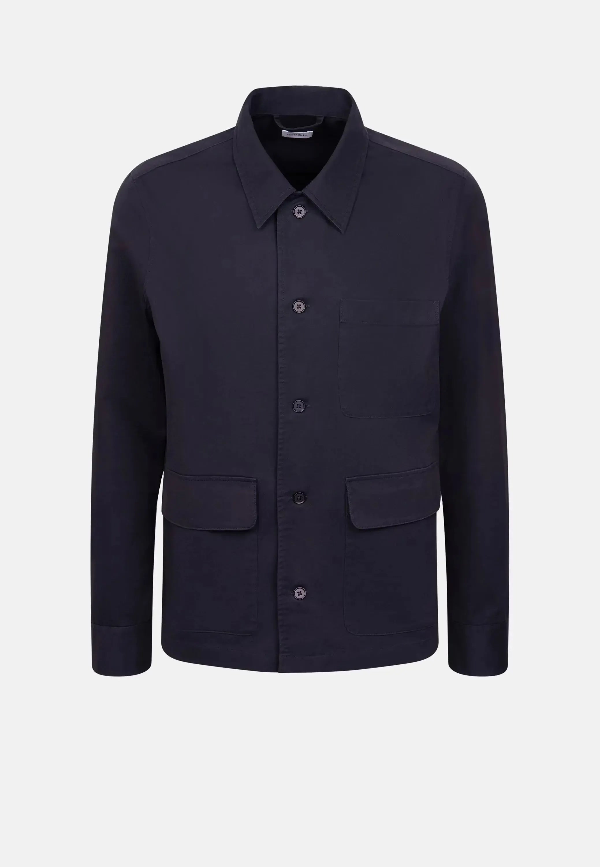Regular Fit Cotton Twill Casual Lapel Jacket Dark Blue-seidensticker uk