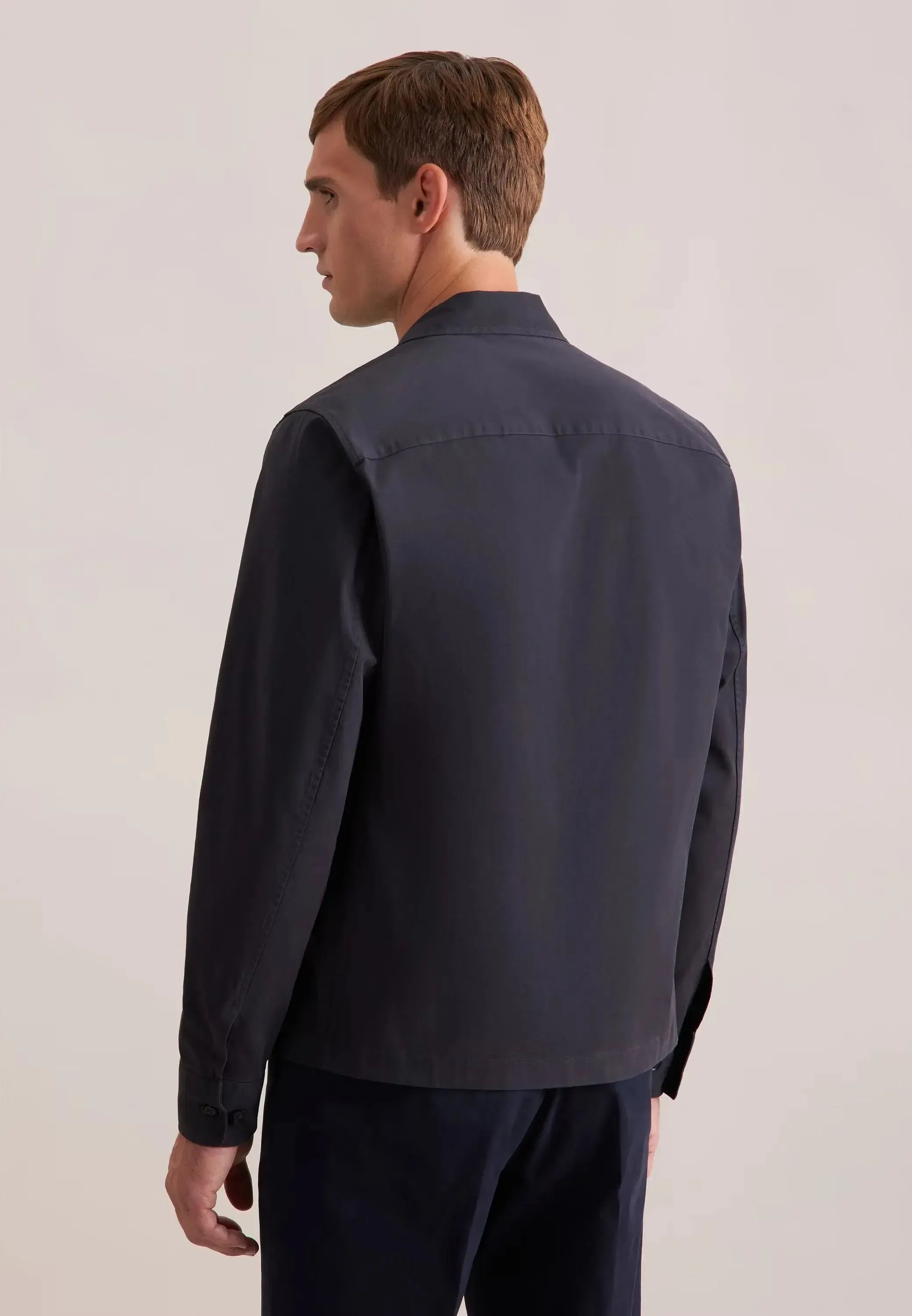 Regular Fit Cotton Twill Casual Lapel Jacket Grey-seidensticker uk