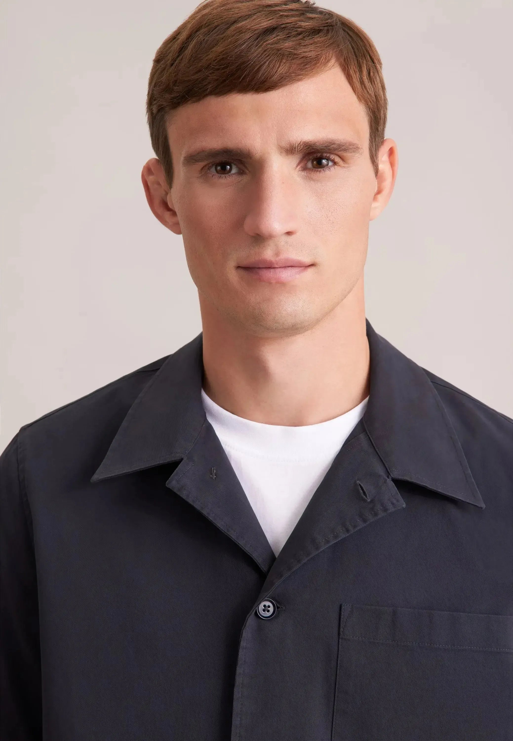Regular Fit Cotton Twill Casual Lapel Jacket Grey-seidensticker uk