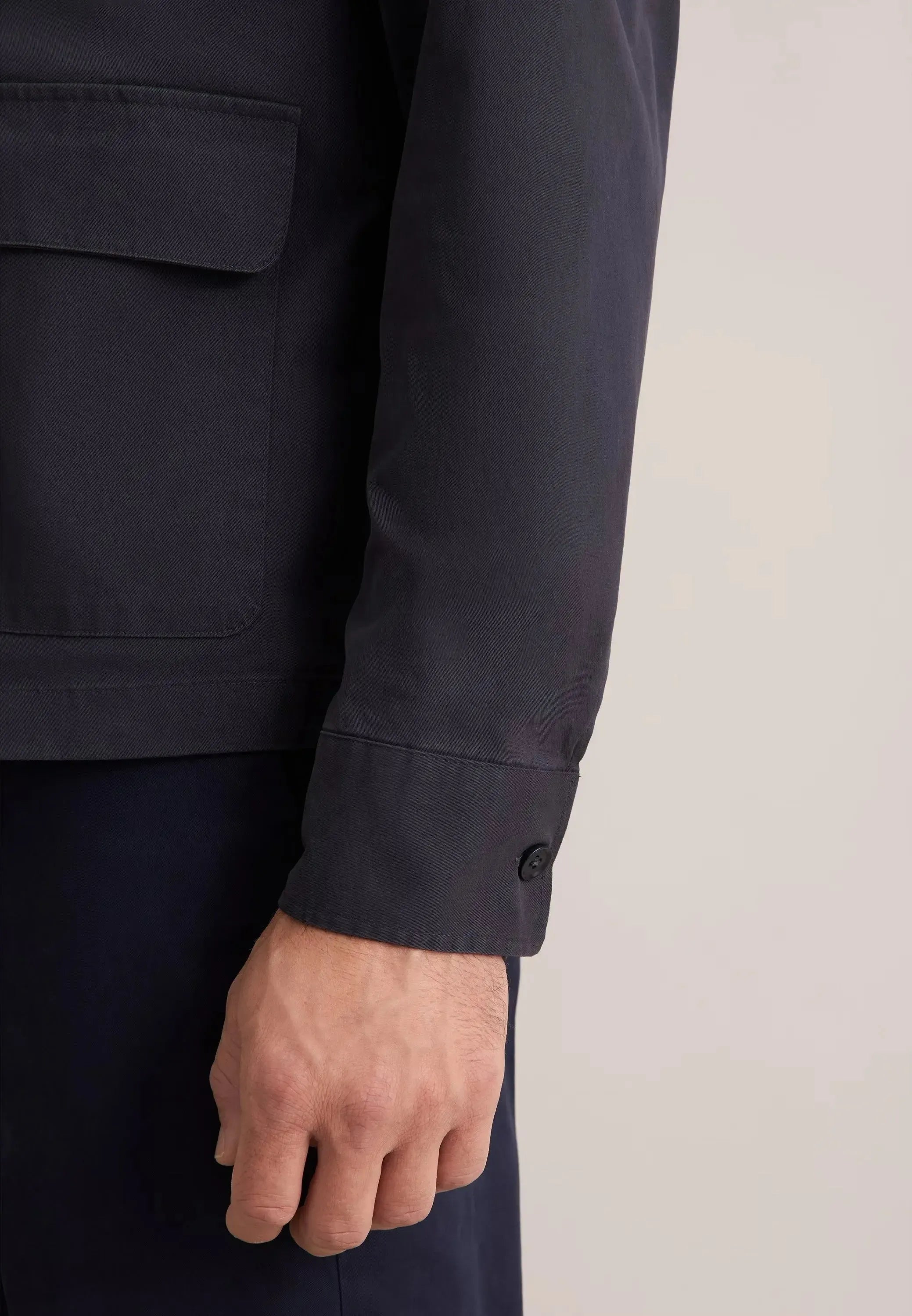 Regular Fit Cotton Twill Casual Lapel Jacket Grey-seidensticker uk