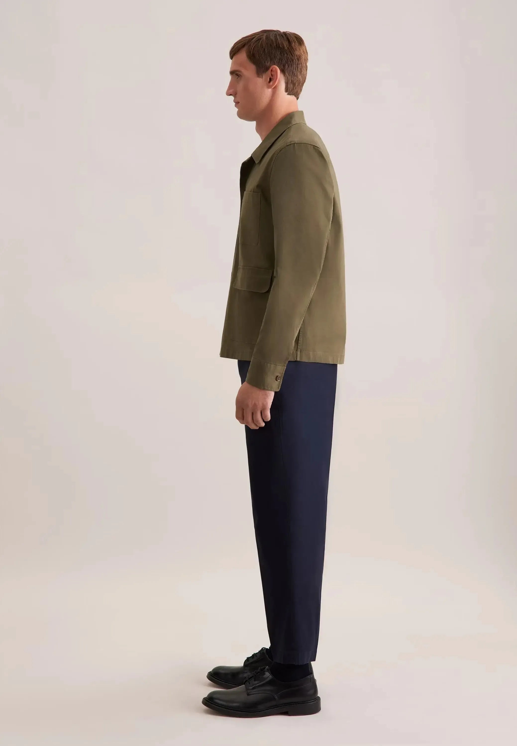 Regular Fit Cotton Twill Casual Lapel Jacket Olive-seidensticker uk