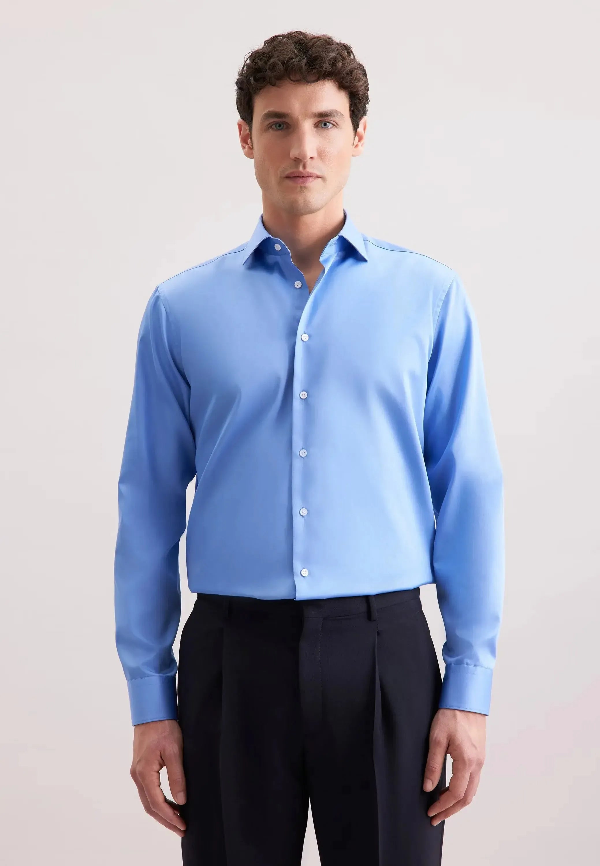 Regular Fit Easy Iron New Kent Business Shirt Mid Blue-seidensticker uk
