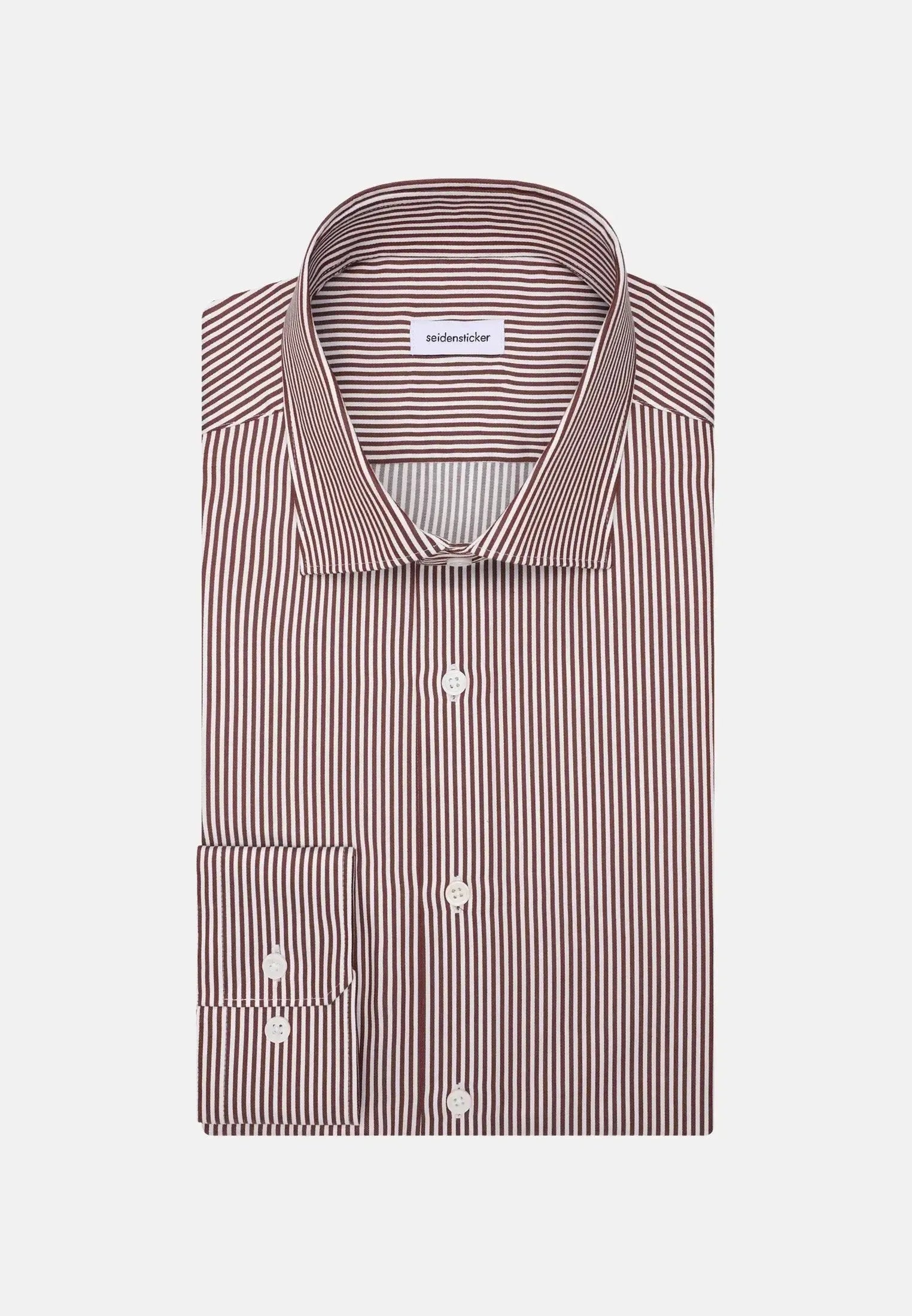 Regular Fit Easy Iron New Kent Striped Business Shirt Burgundy-seidensticker uk