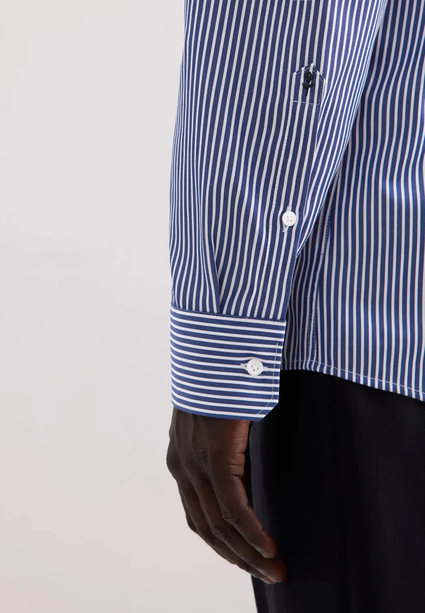 Seidensticker Regular Fit Easy Iron New Kent Striped Business Shirt Dark Blue - 01.849310-16-38 - seidensticker.co.uk