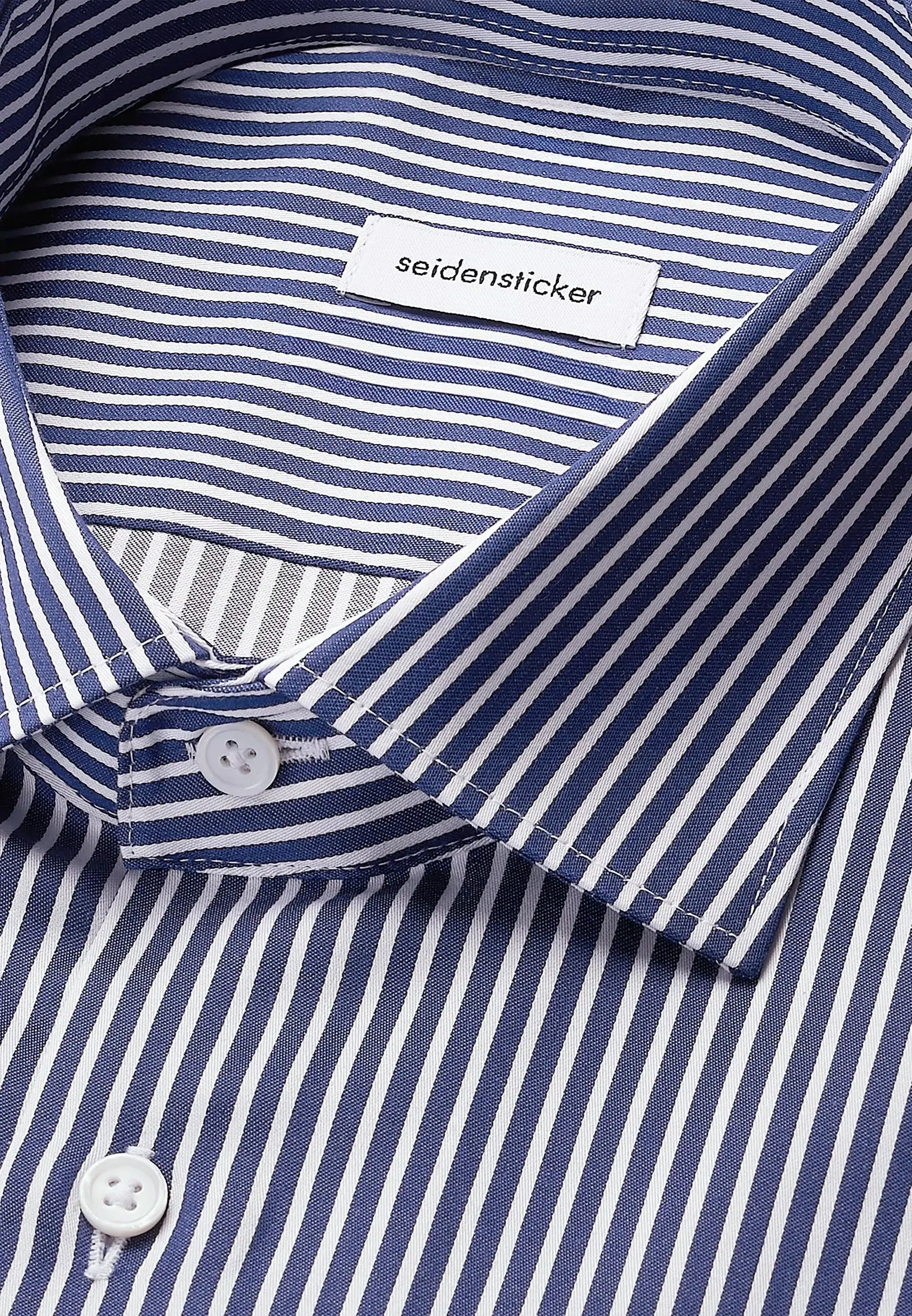 Regular Fit Easy Iron New Kent Striped Business Shirt Dark Blue-seidensticker uk