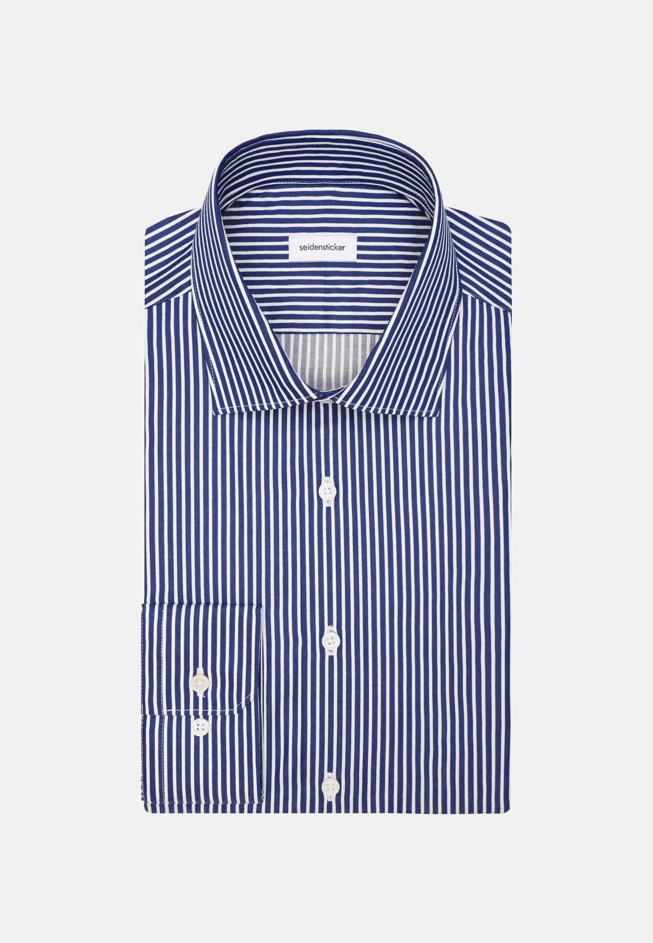 Regular Fit Easy Iron New Kent Striped Business Shirt Dark Blue-seidensticker uk