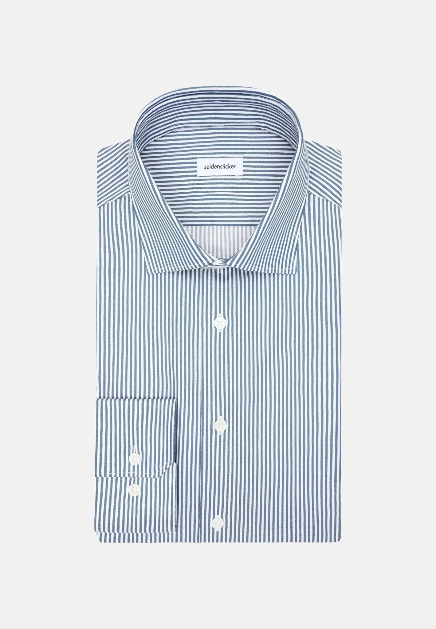 Seidensticker Regular Fit Easy Iron New Kent Striped Business Shirt Dark Teal - 01.145080-78-38 - seidensticker.co.uk
