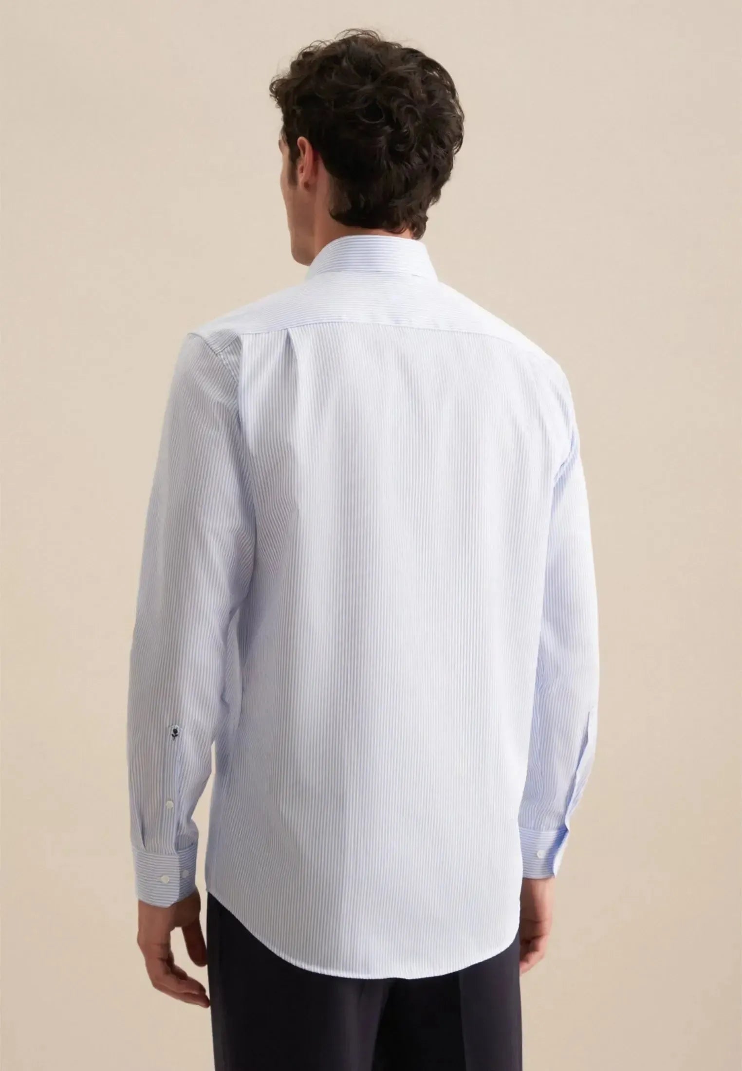 Regular Fit Easy Iron New Kent Striped Business Shirt Light Blue-seidensticker uk