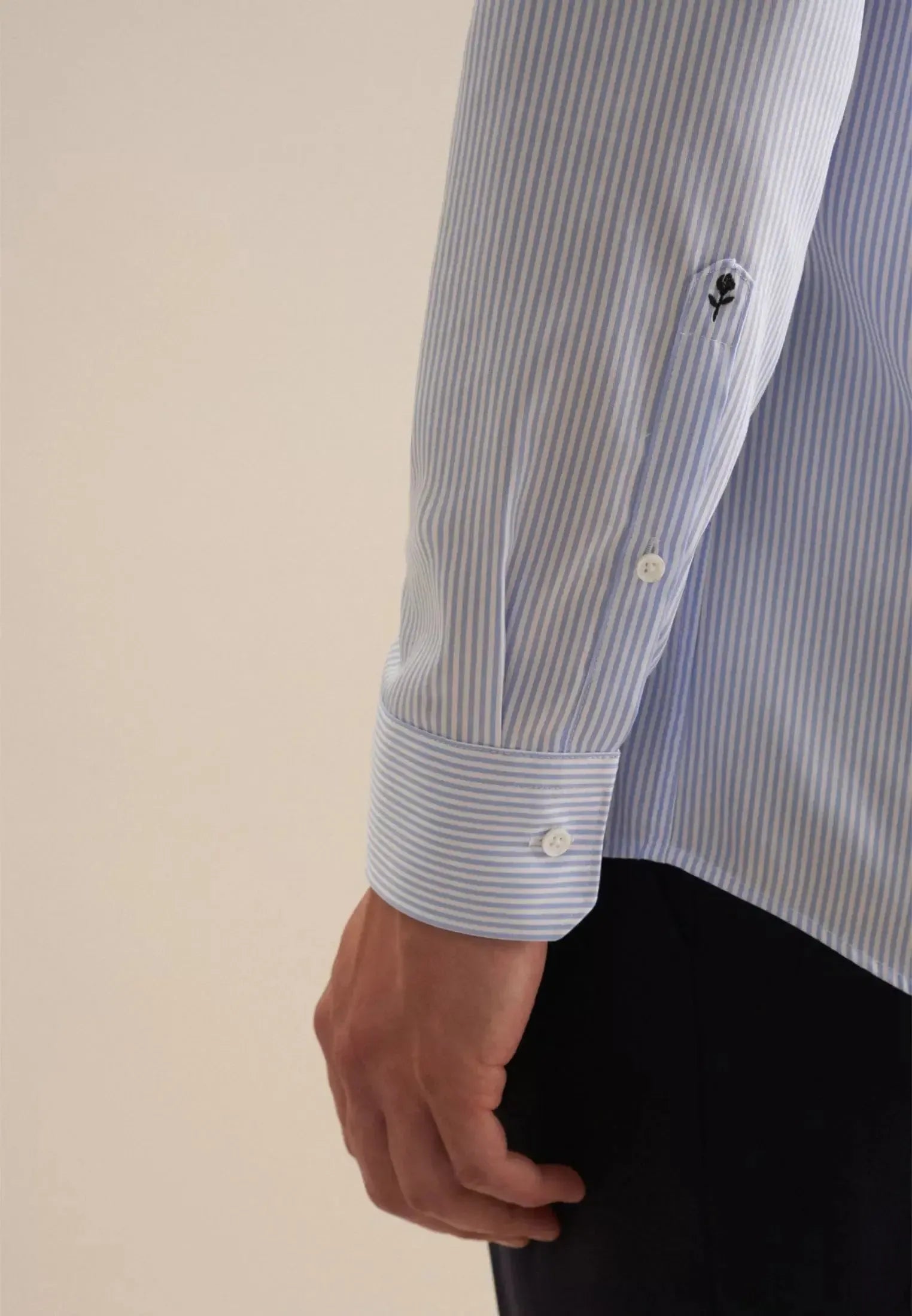 Regular Fit Easy Iron New Kent Striped Business Shirt Light Blue-seidensticker uk