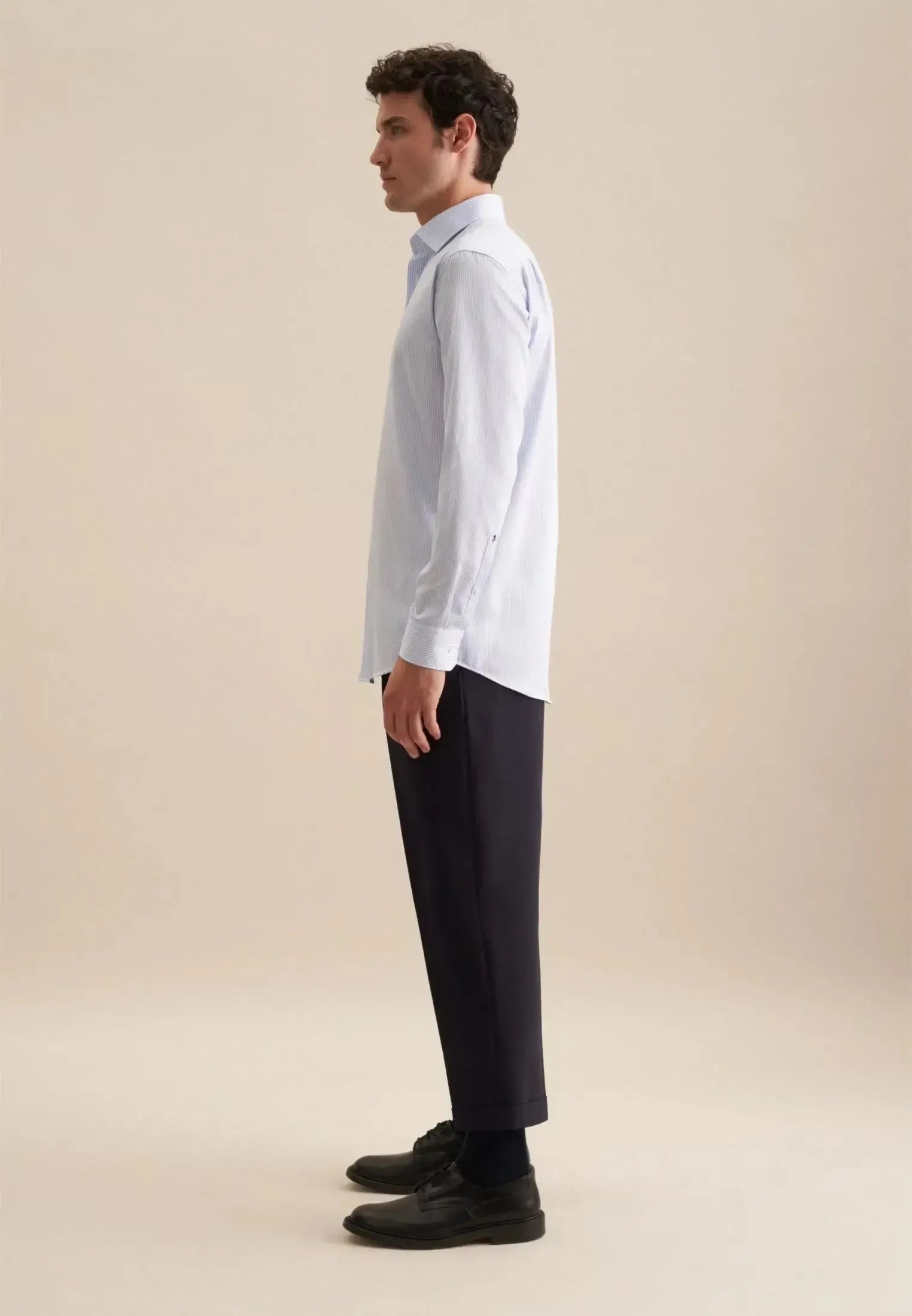 Regular Fit Easy Iron New Kent Striped Business Shirt Light Blue-seidensticker uk