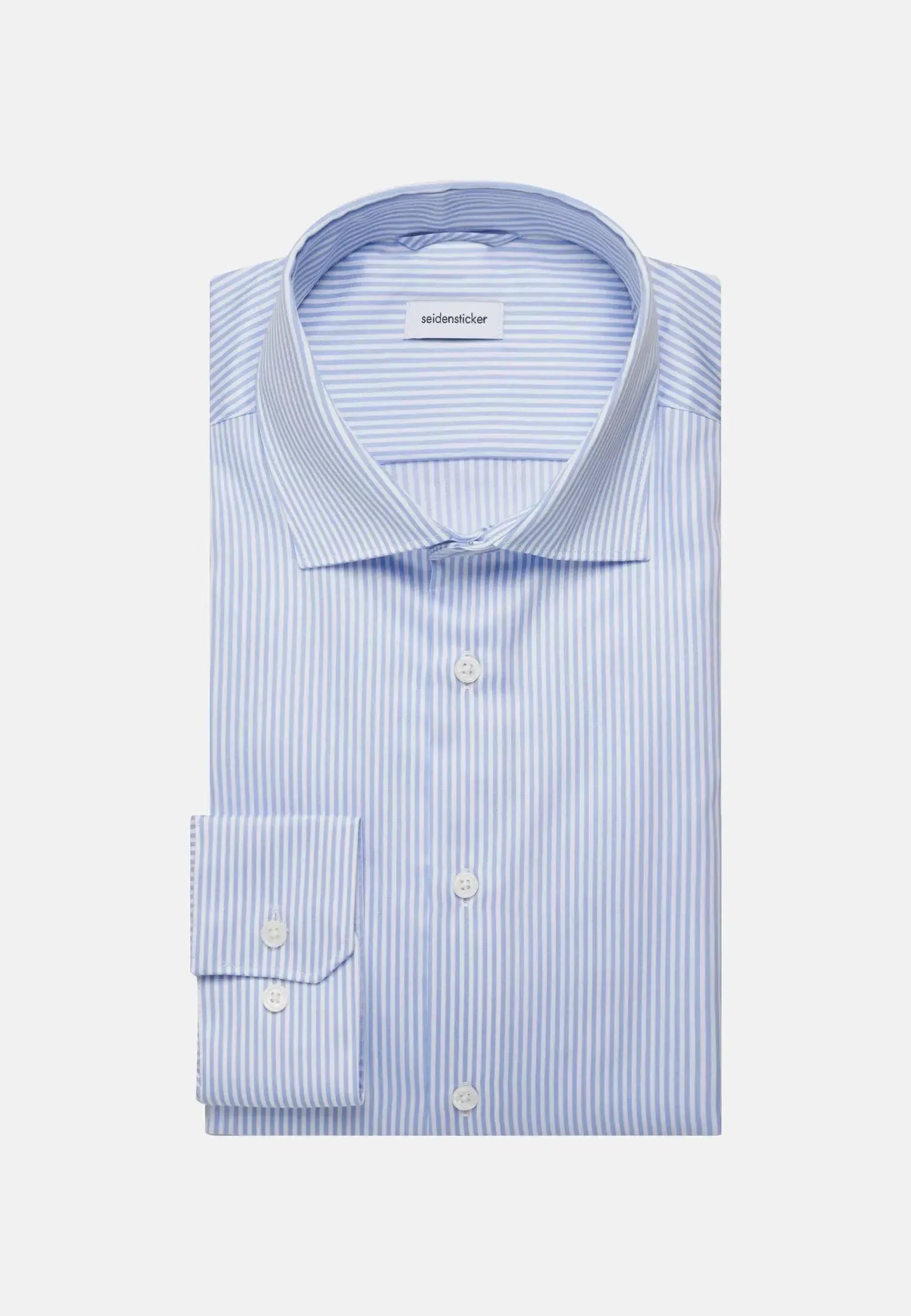 Regular Fit Easy Iron New Kent Striped Business Shirt Light Blue-seidensticker uk