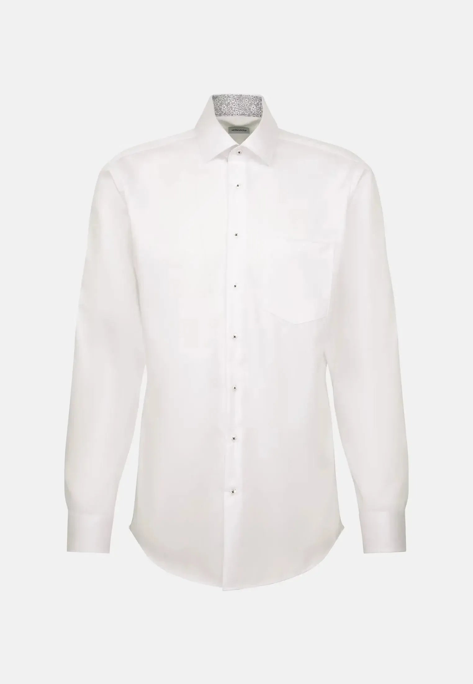 Regular Fit No Iron Business Kent Contrast Patch Business Shirt White-seidensticker uk