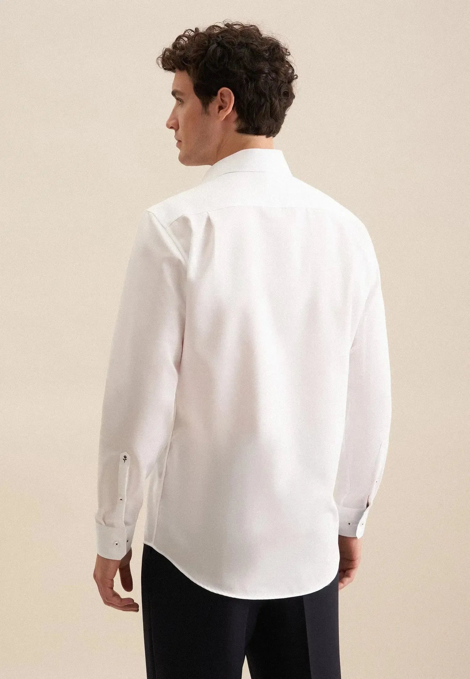 Regular Fit No Iron Business Kent Contrast Patch Business Shirt White-seidensticker uk