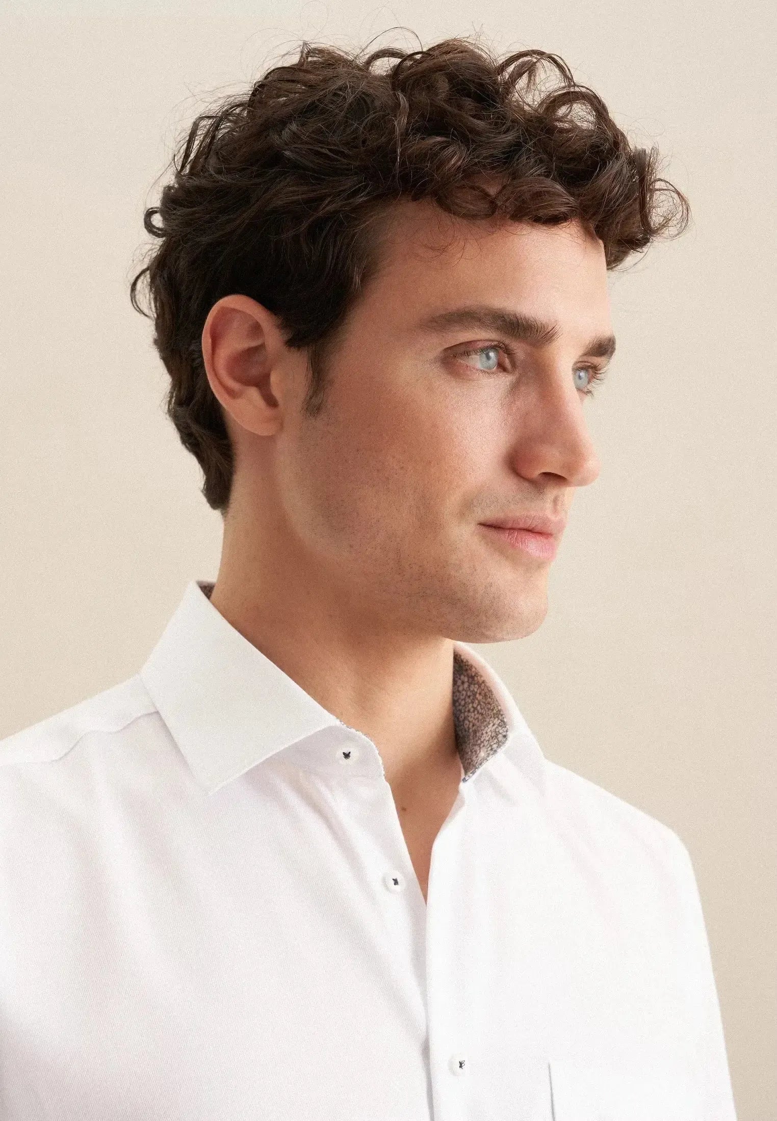 Regular Fit No Iron Business Kent Contrast Patch Business Shirt White-seidensticker uk