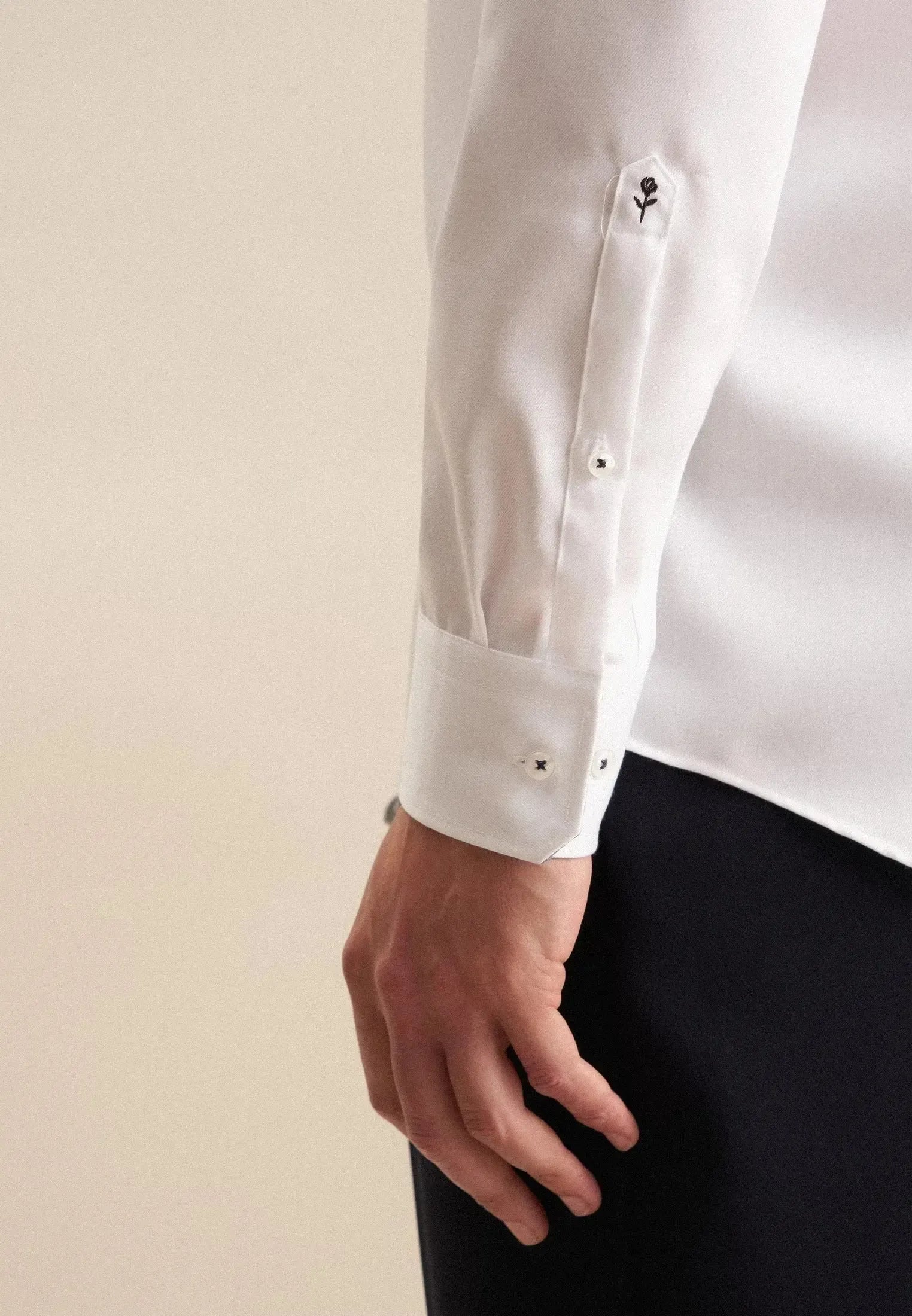 Regular Fit No Iron Business Kent Contrast Patch Business Shirt White-seidensticker uk