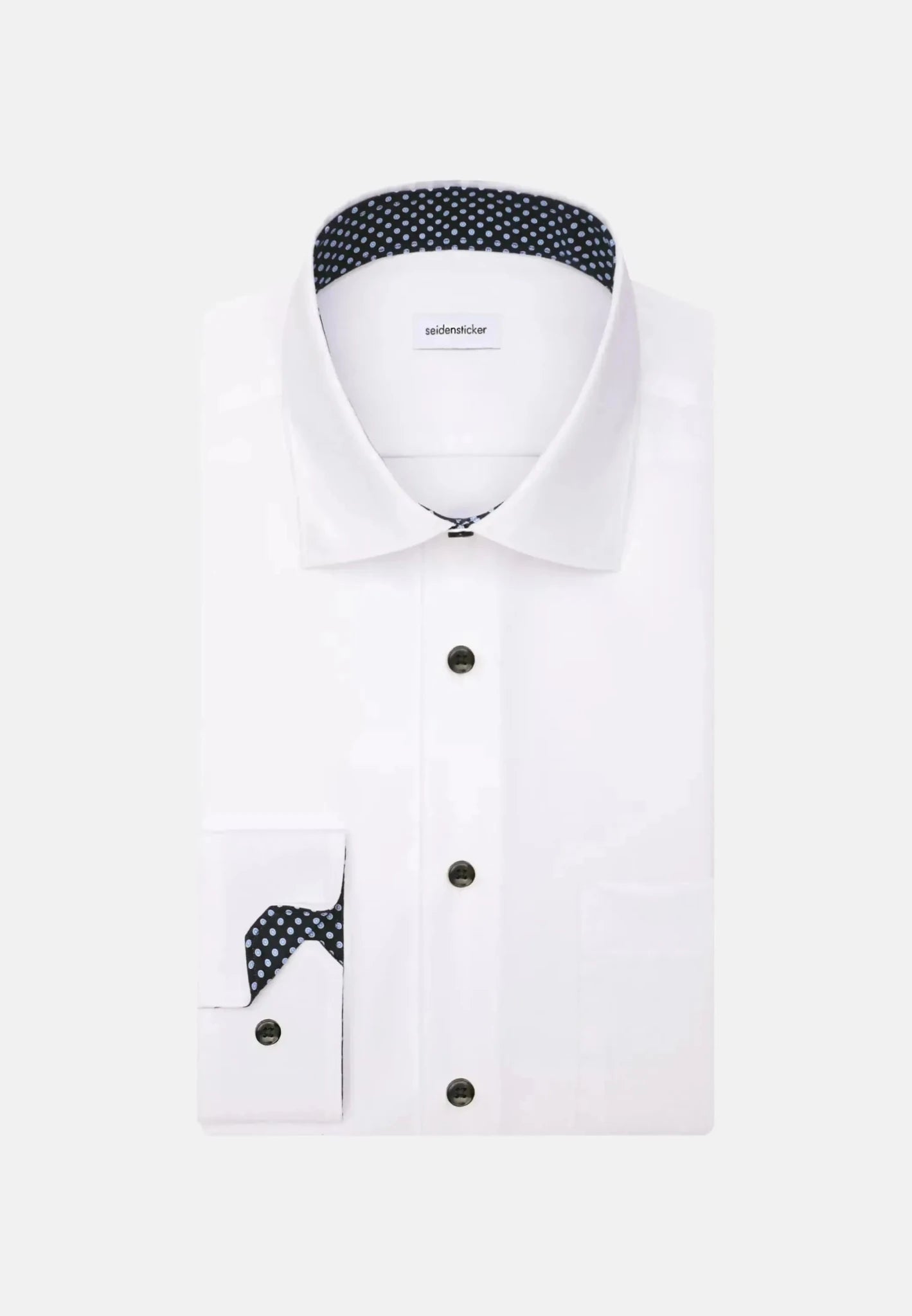 Seidensticker Regular Fit No Iron Contrast Kent Collar Business Shirt White - 01.845538-01-38 - seidensticker.co.uk
