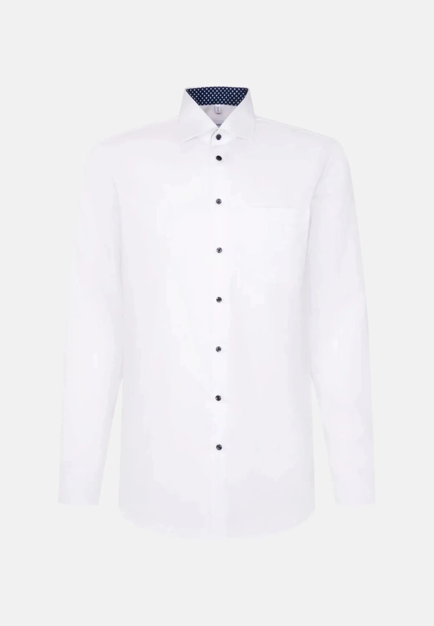 Seidensticker Regular Fit No Iron Contrast Kent Collar Business Shirt White - 01.845538-01-38 - seidensticker.co.uk