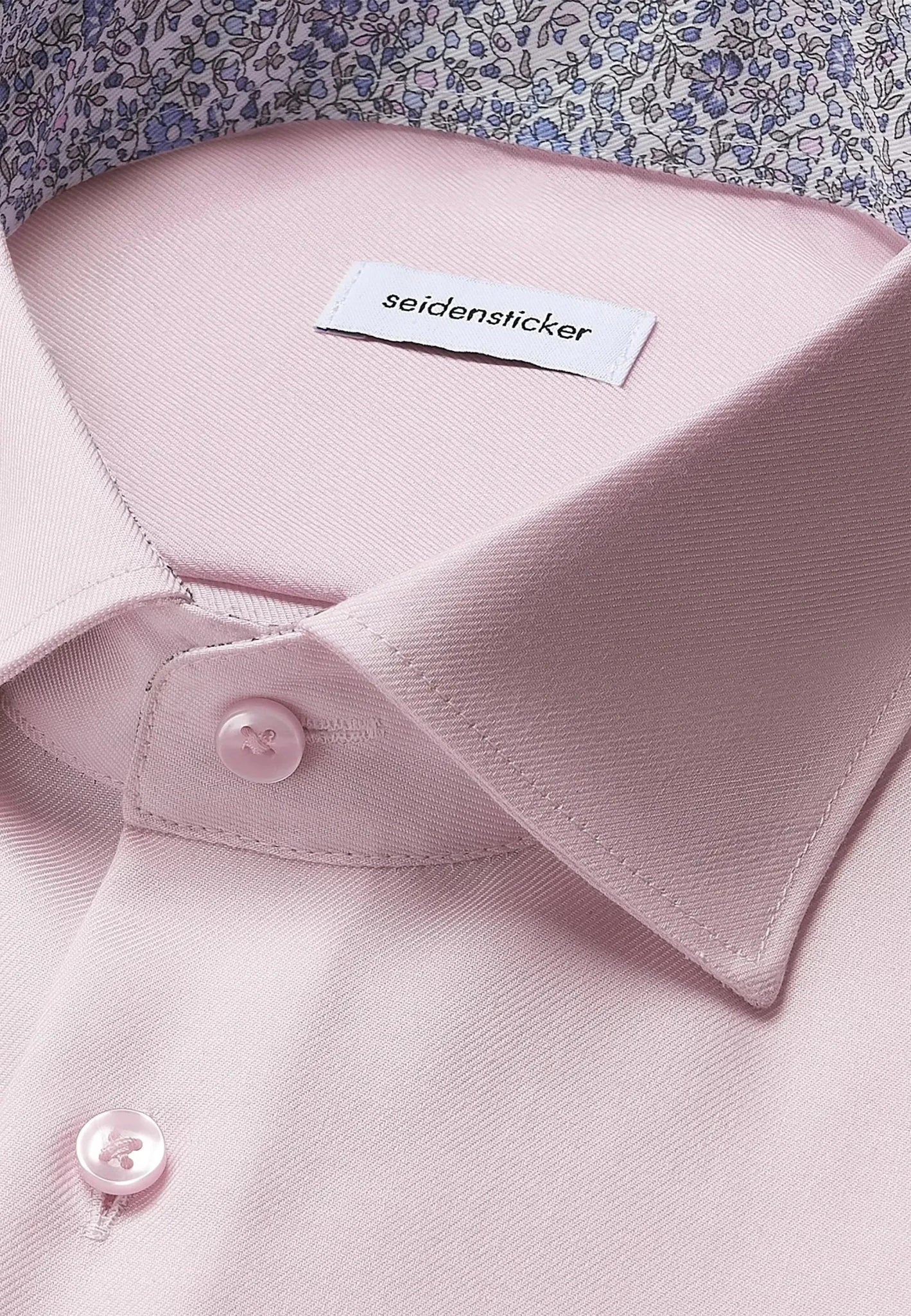 Seidensticker Regular Fit No Iron Contrast Patched Kent Collar Business Shirt Pink - 01.845535-42-38 - seidensticker.co.uk