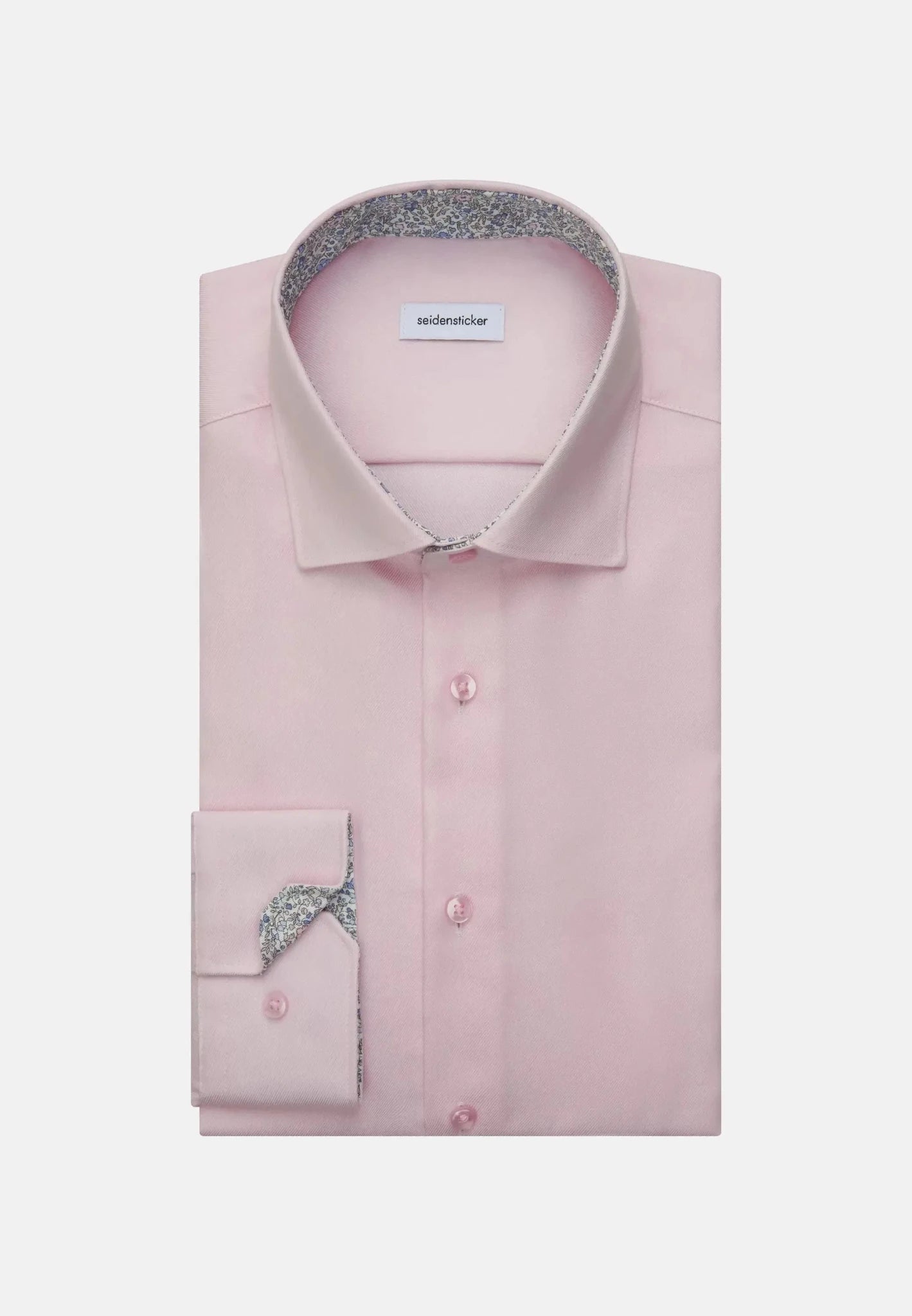 Seidensticker Regular Fit No Iron Contrast Patched Kent Collar Business Shirt Pink - 01.845535-42-38 - seidensticker.co.uk