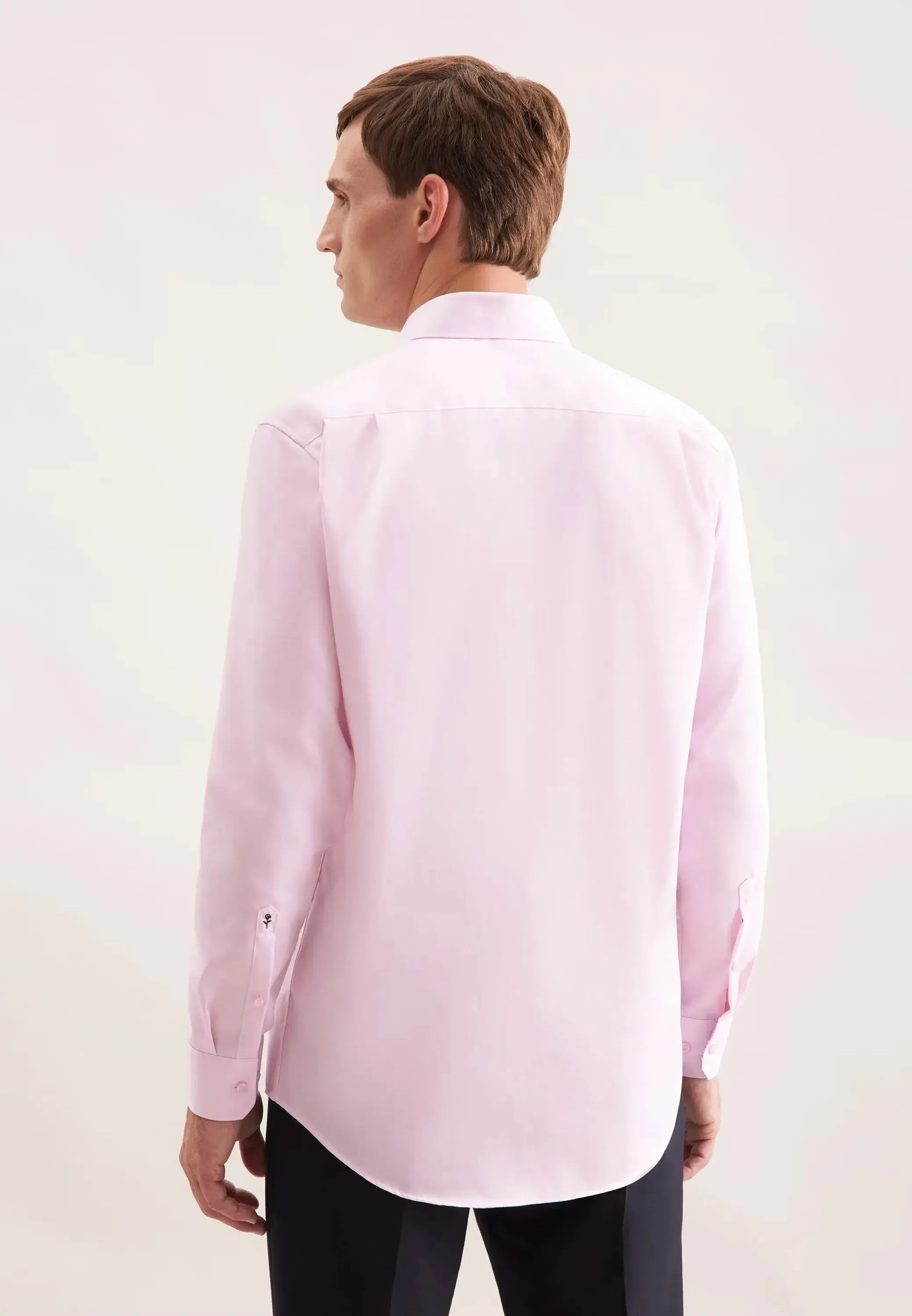 Regular Fit No Iron Contrast Patched Kent Collar Business Shirt Pink-seidensticker uk
