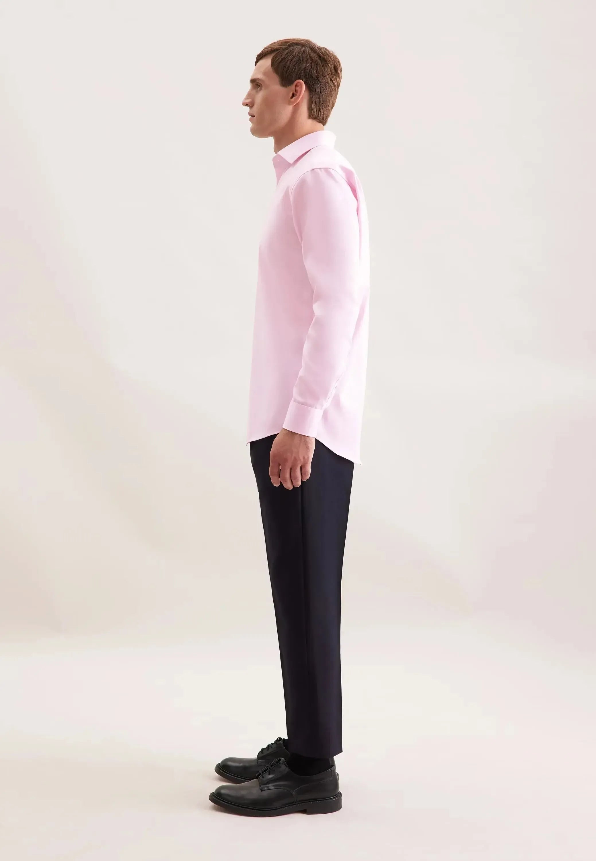Regular Fit No Iron Contrast Patched Kent Collar Business Shirt Pink-seidensticker uk