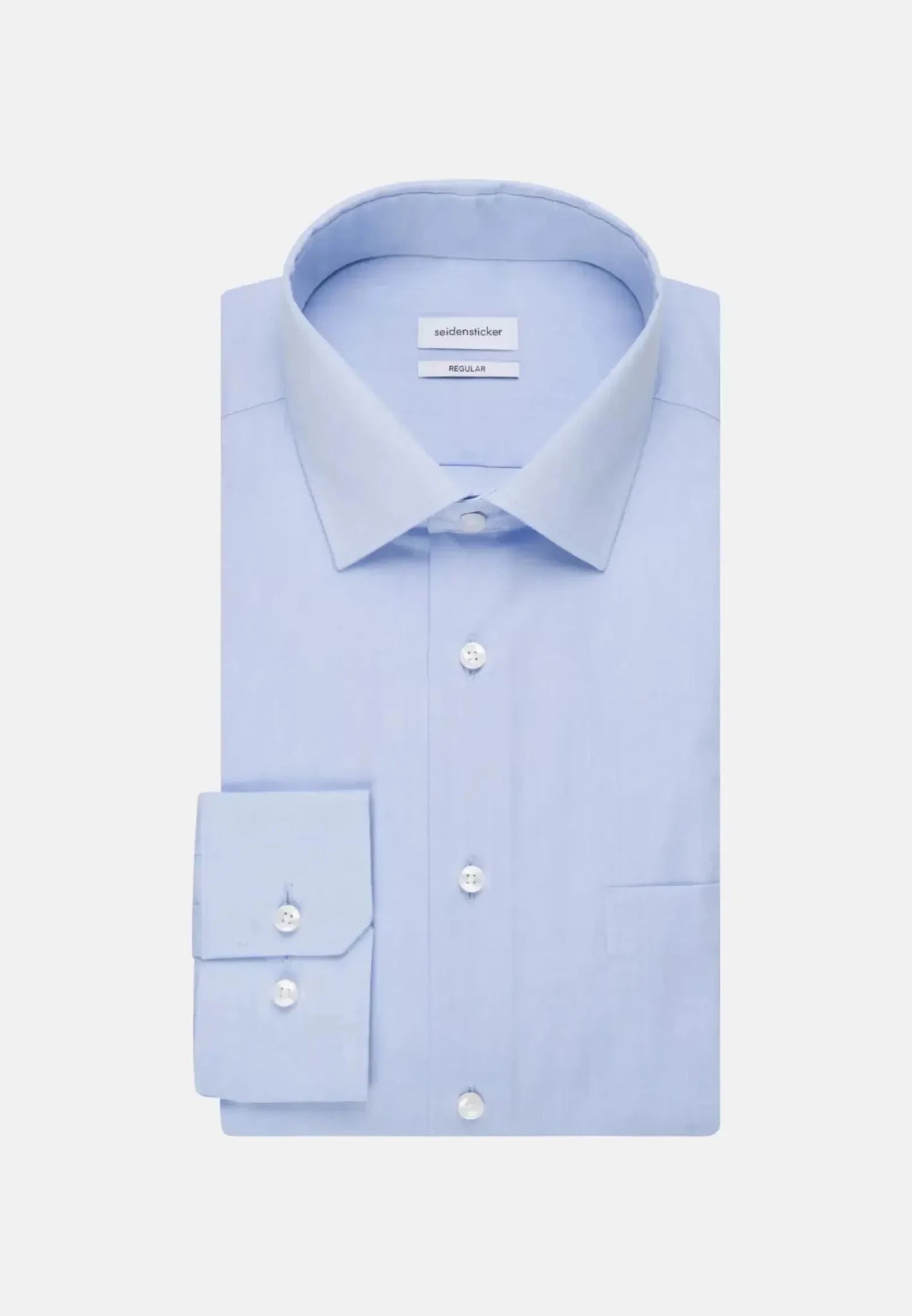 Seidensticker Regular Fit No Iron Kent Collar Business Shirt Light Blue - 01.002000-15-38 - seidensticker.co.uk