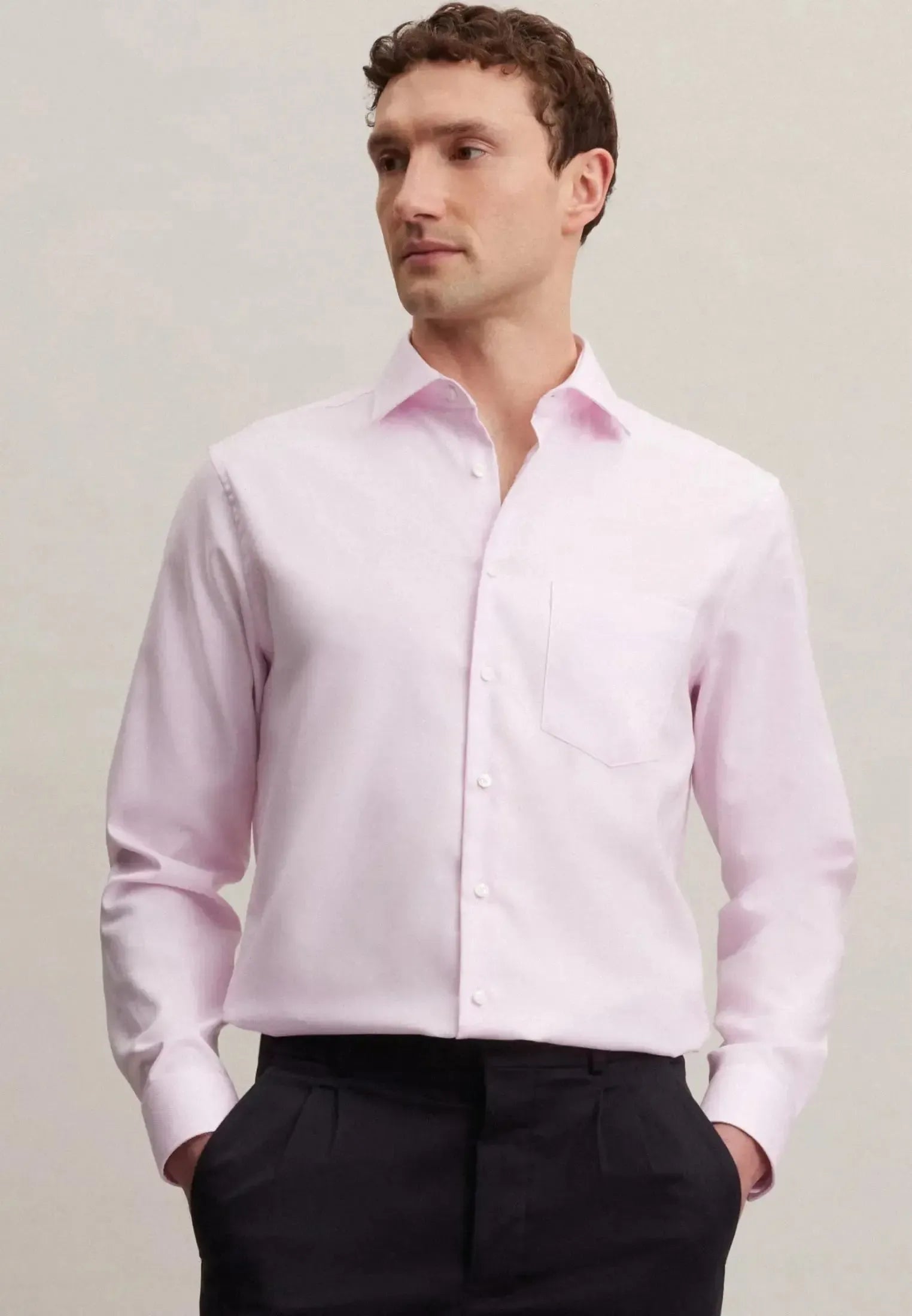 Regular Fit No Iron Kent Collar Business Shirt Pink-seidensticker uk