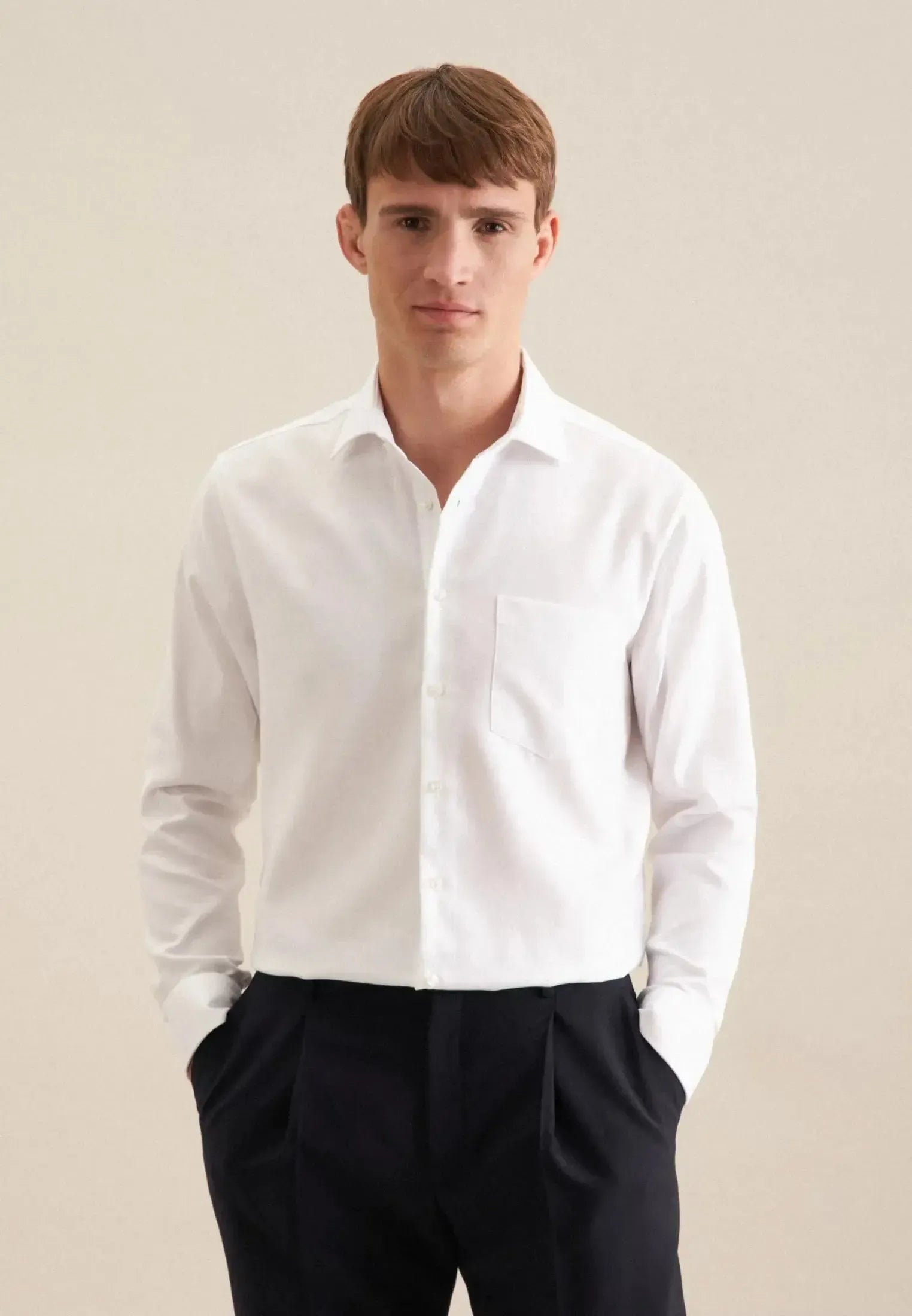 Regular Fit No Iron Kent Collar Business Shirt White-seidensticker uk