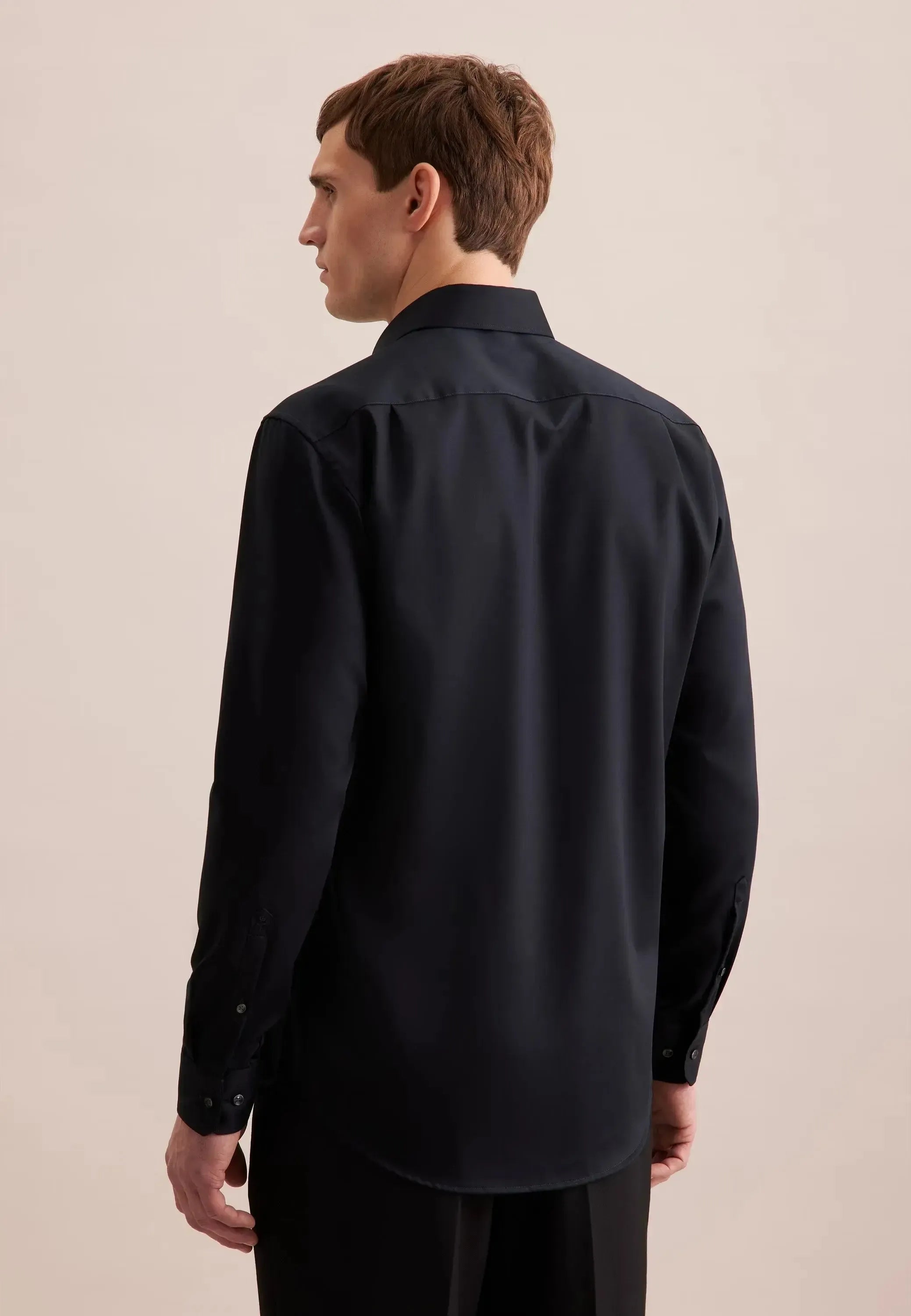 Regular Fit No Iron New Kent Business Shirt Black-seidensticker uk