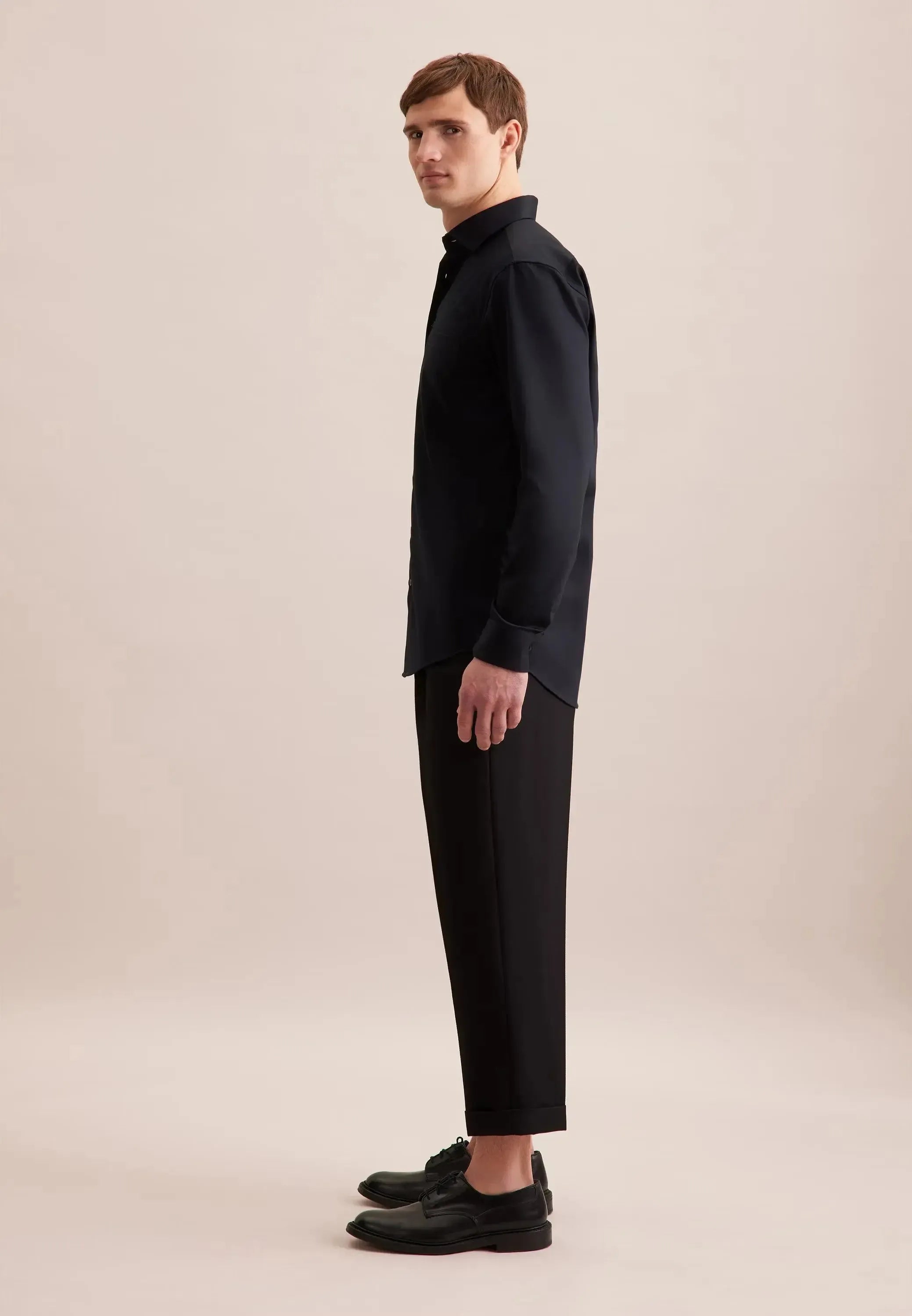 Regular Fit No Iron New Kent Business Shirt Black-seidensticker uk