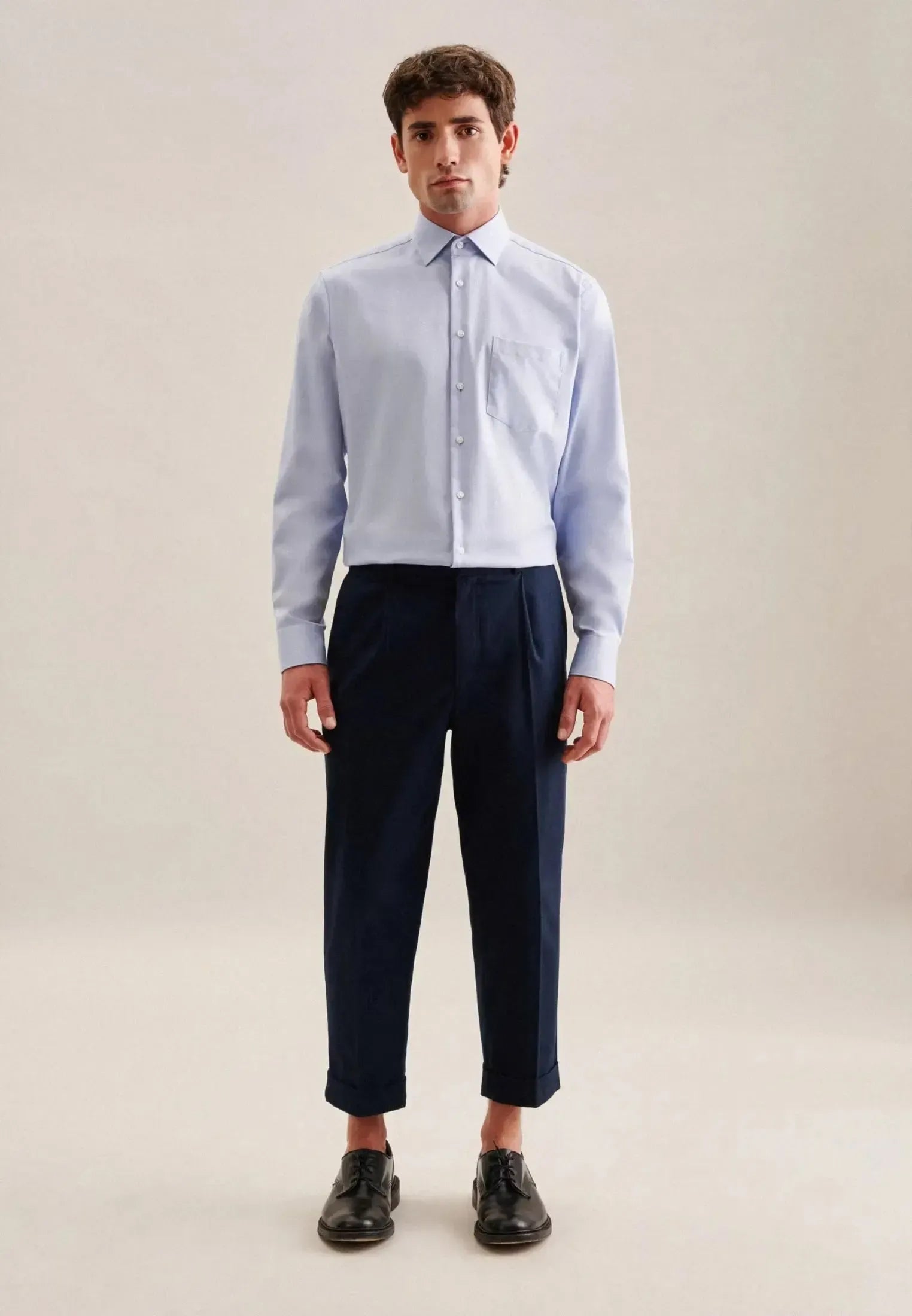 Regular Fit No Iron New Kent Business Shirt Light Blue-seidensticker uk