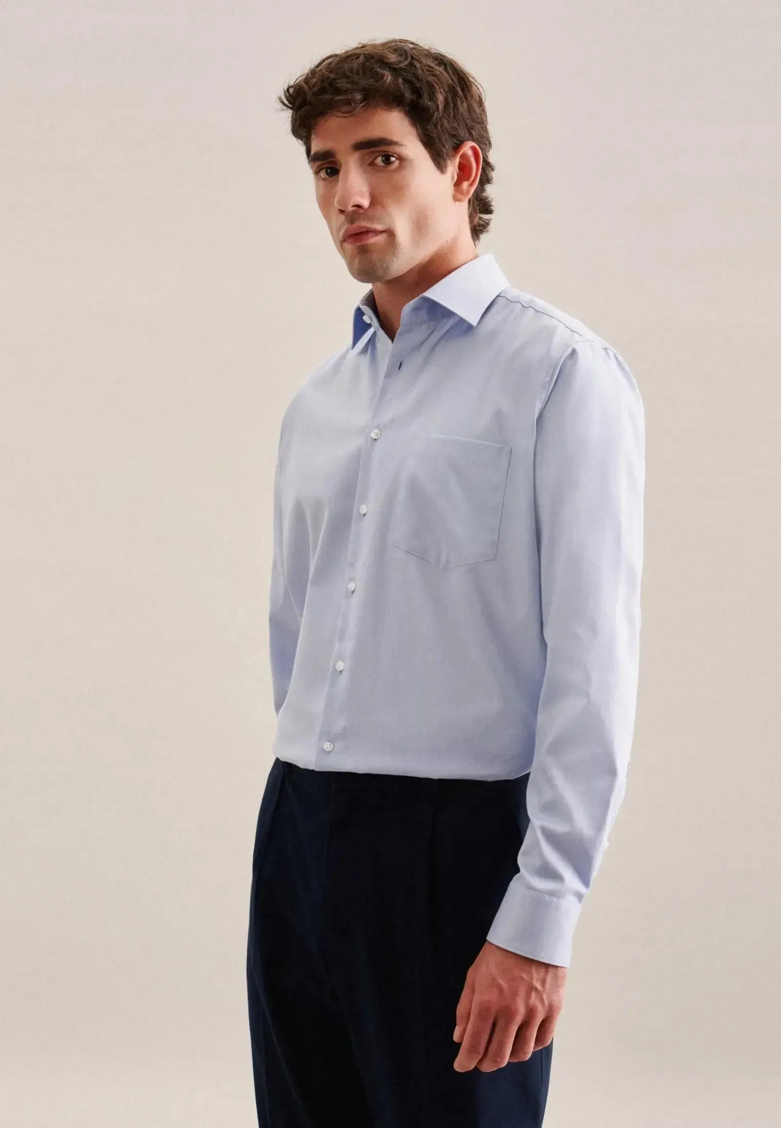 Regular Fit No Iron New Kent Business Shirt Light Blue-seidensticker uk