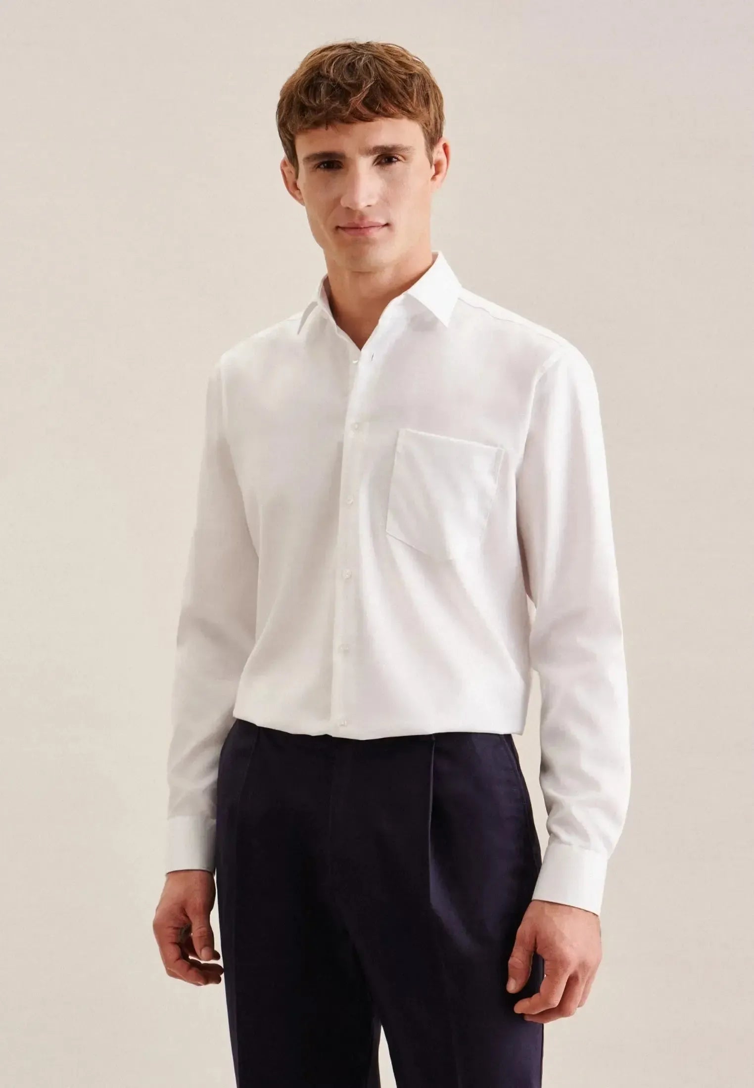 Regular Fit No Iron New Kent Business Shirt White-seidensticker uk