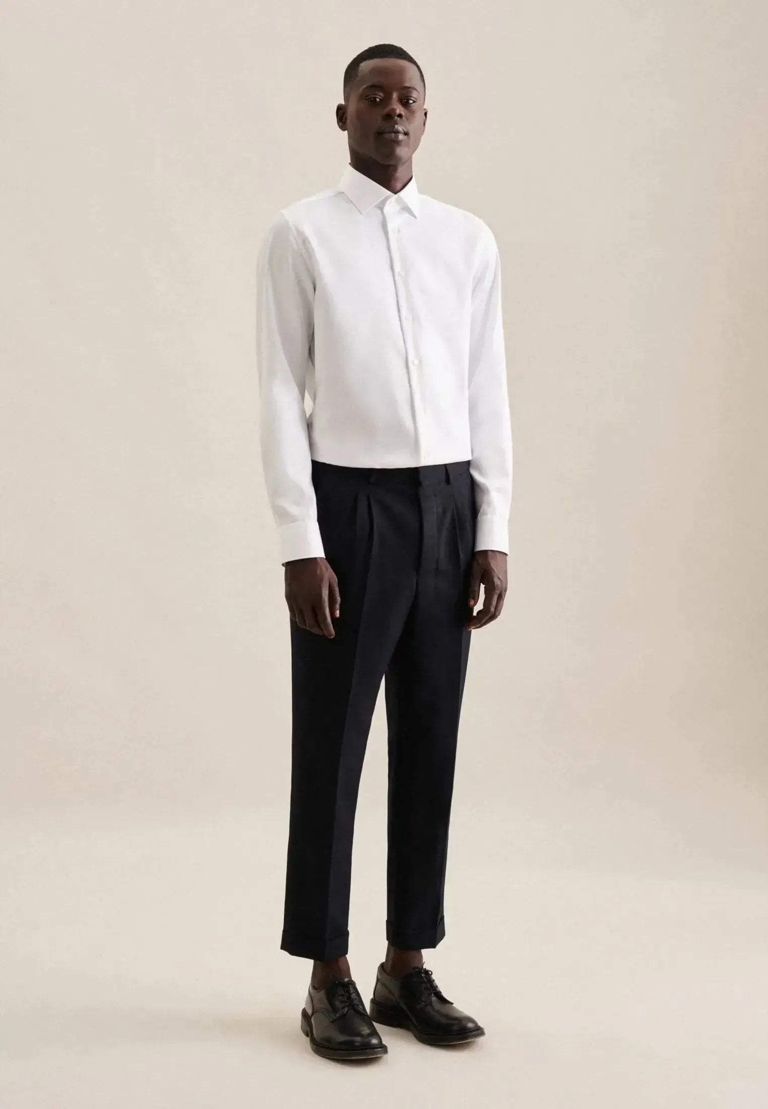 Regular Fit No Iron New Kent Combi Cuff Business Shirt White-seidensticker uk