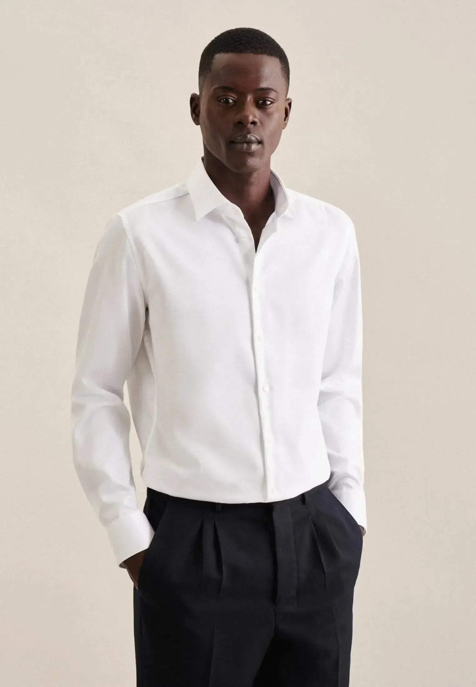 Regular Fit No Iron New Kent Combi Cuff Business Shirt White-seidensticker uk