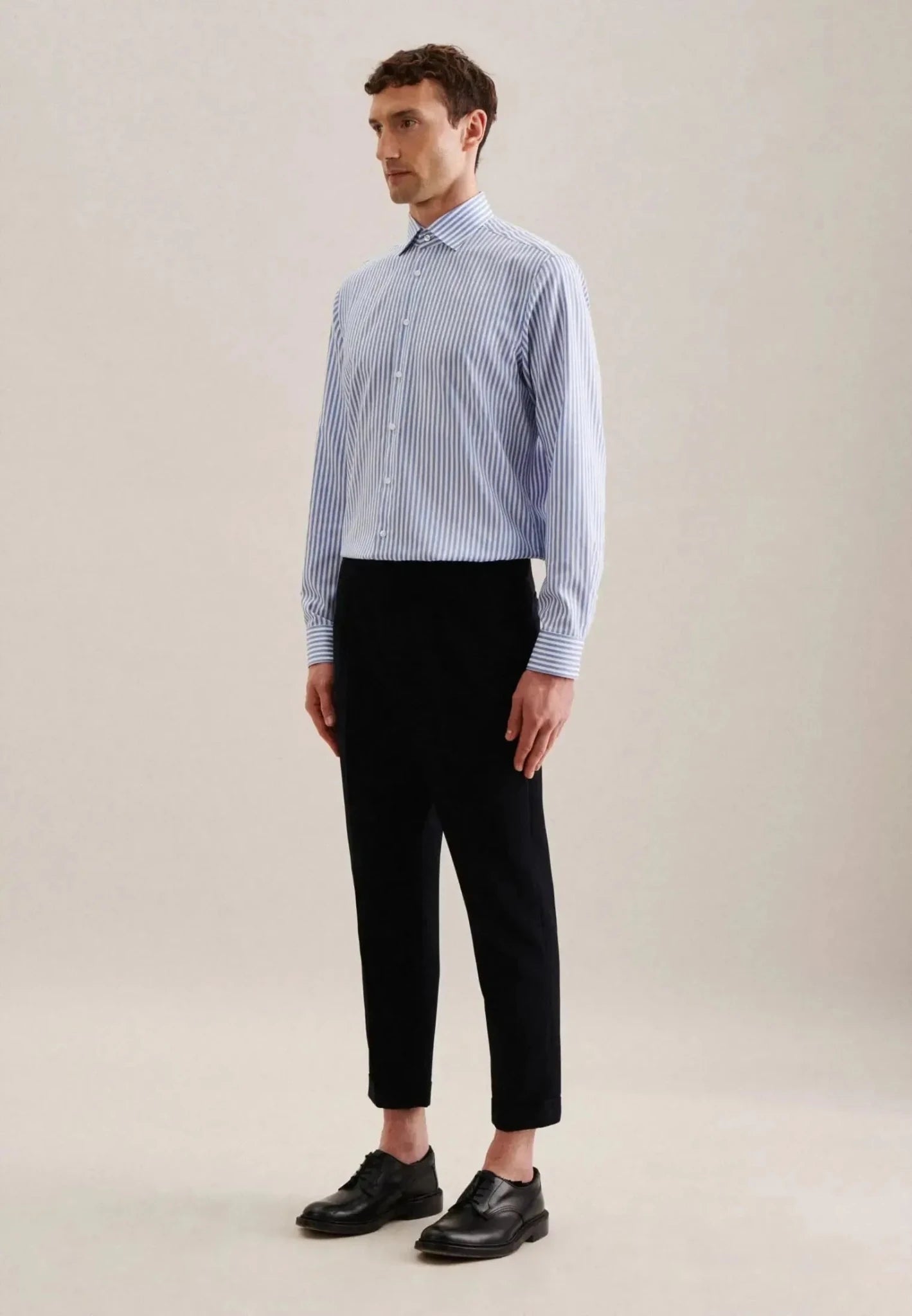 Seidensticker Regular Fit No Iron New Kent Striped Business Shirt Light Blue - 01.143550-13-38 - seidensticker.co.uk