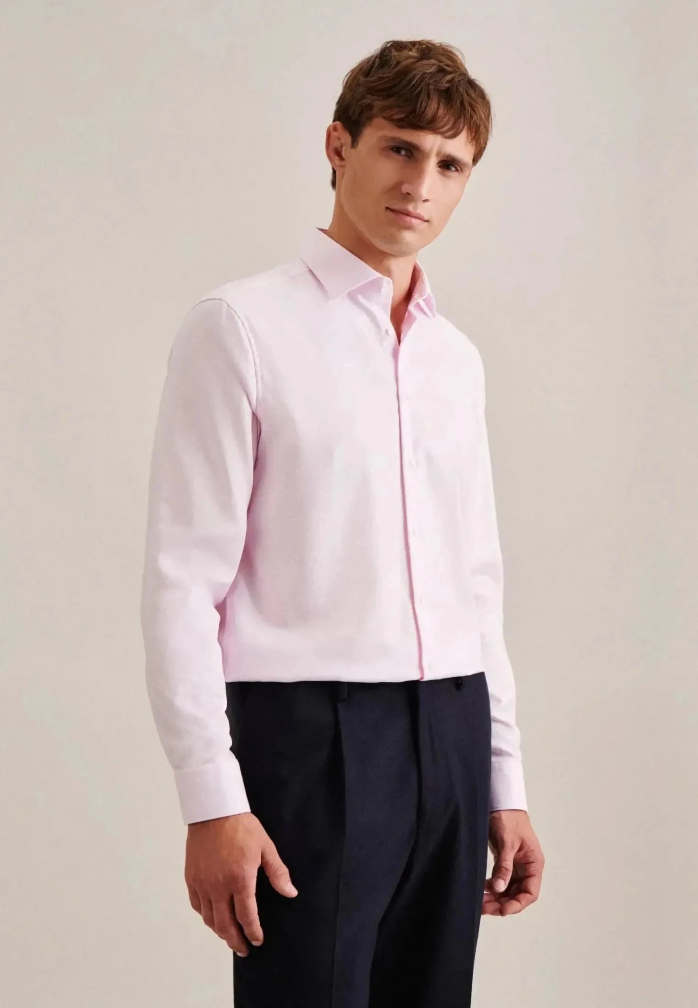 Seidensticker UK - Regular Fit No Iron New Kent Structured Business Shirt Pink - 01.141960-42-38