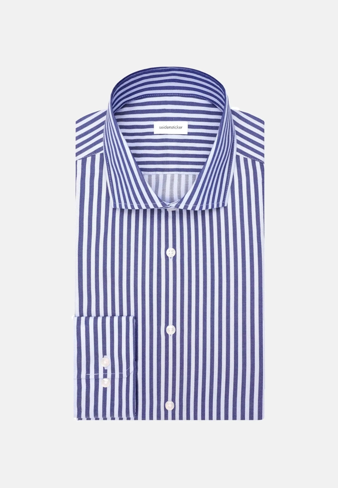 Seidensticker Regular Fit No Iron Spread Kent Structured Stripe Business Shirt Dark Blue 01.845289-16-38