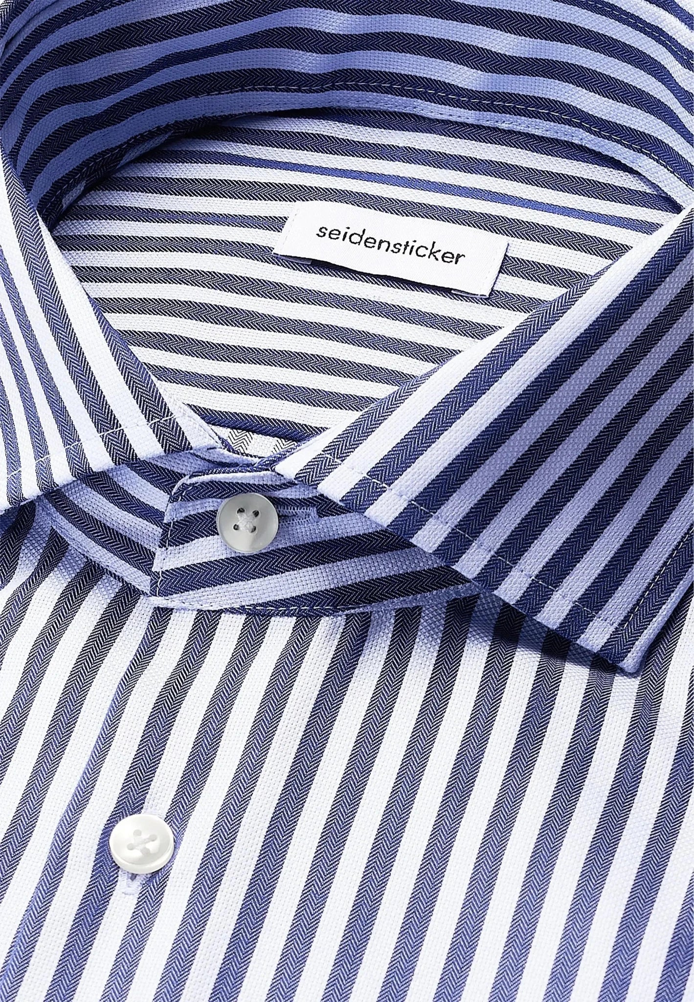 Seidensticker Regular Fit No Iron Spread Kent Structured Stripe Business Shirt Dark Blue 01.845289-16-38