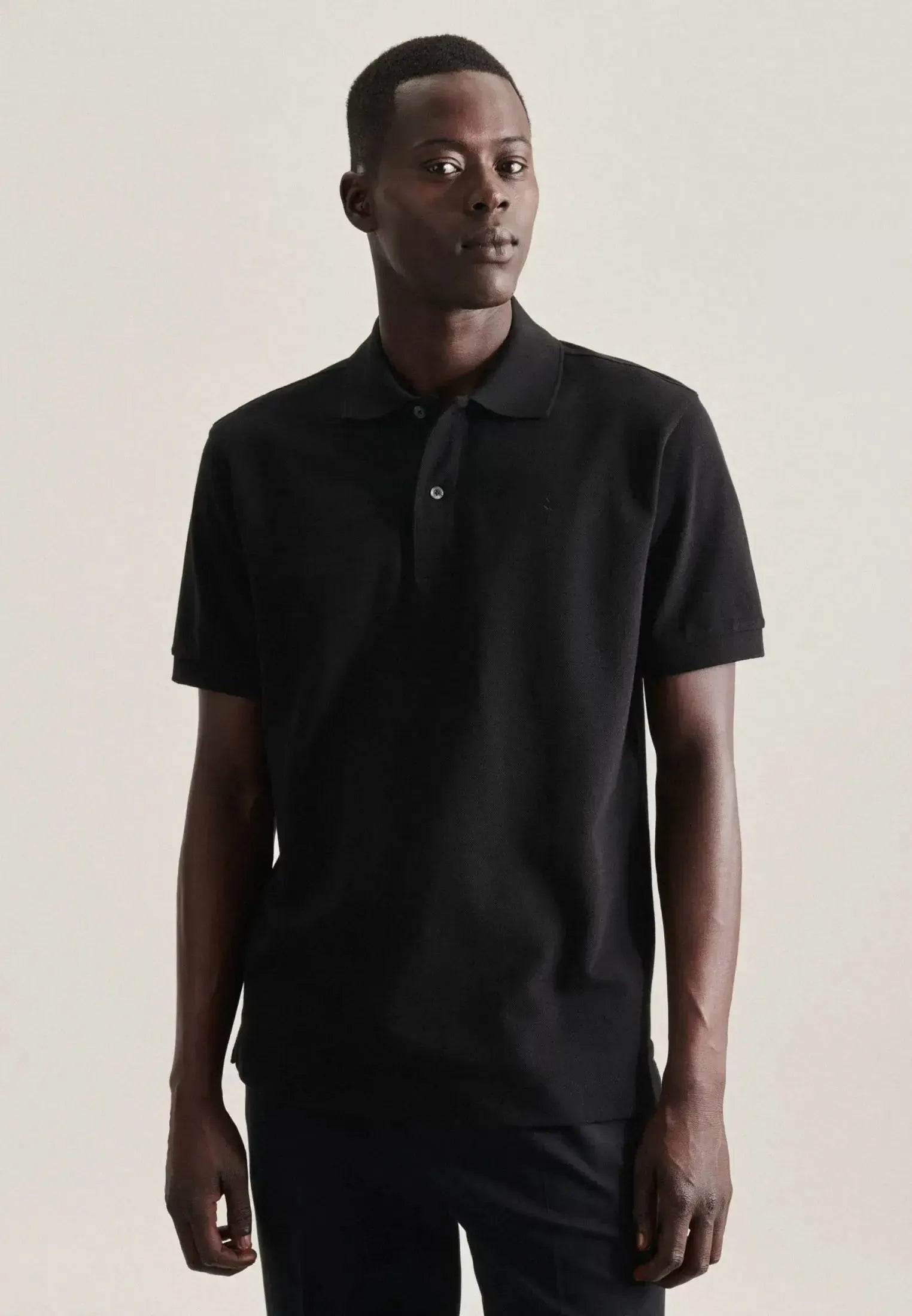 Regular Fit Pique Polo Shirt Black-seidensticker uk