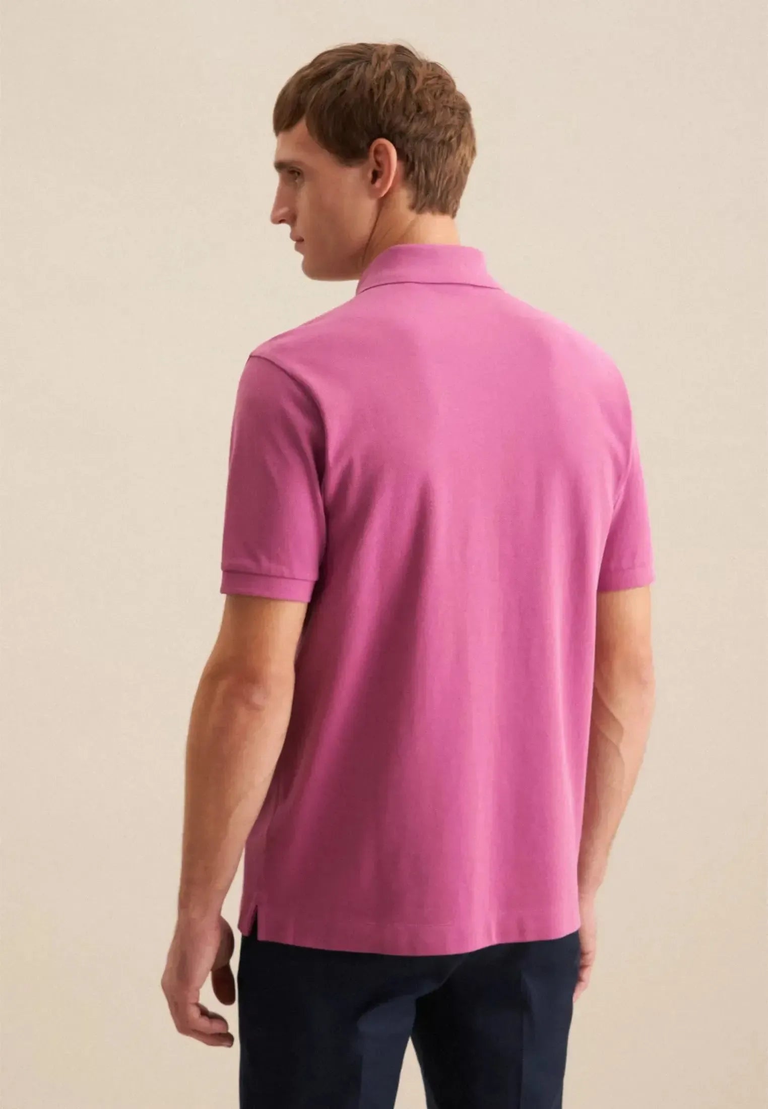 Regular Fit Pique Polo Shirt Dark Pink-seidensticker uk