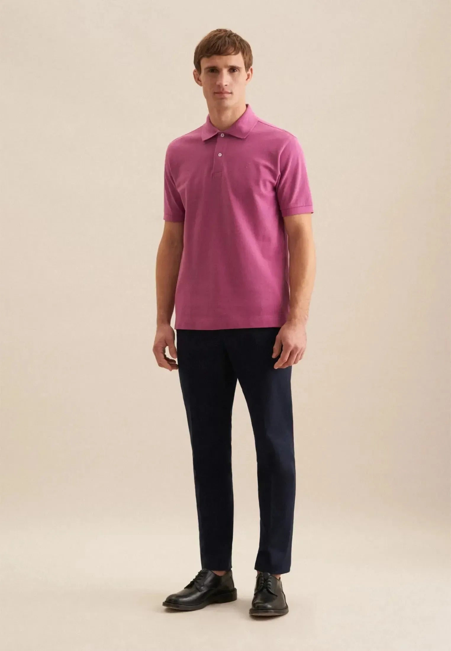 Regular Fit Pique Polo Shirt Dark Pink-seidensticker uk