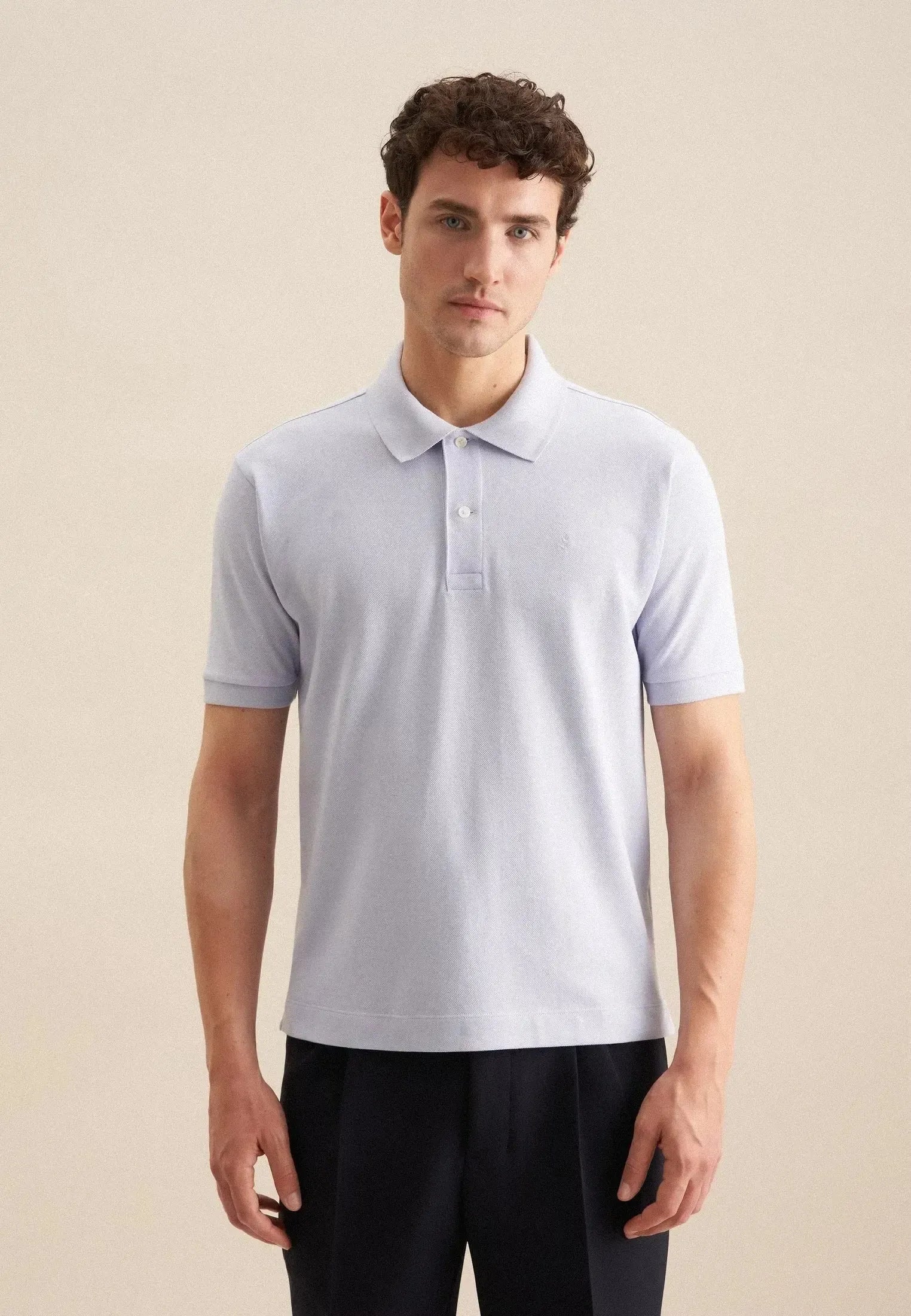 Regular Fit Pique Polo Shirt Light Blue-seidensticker uk