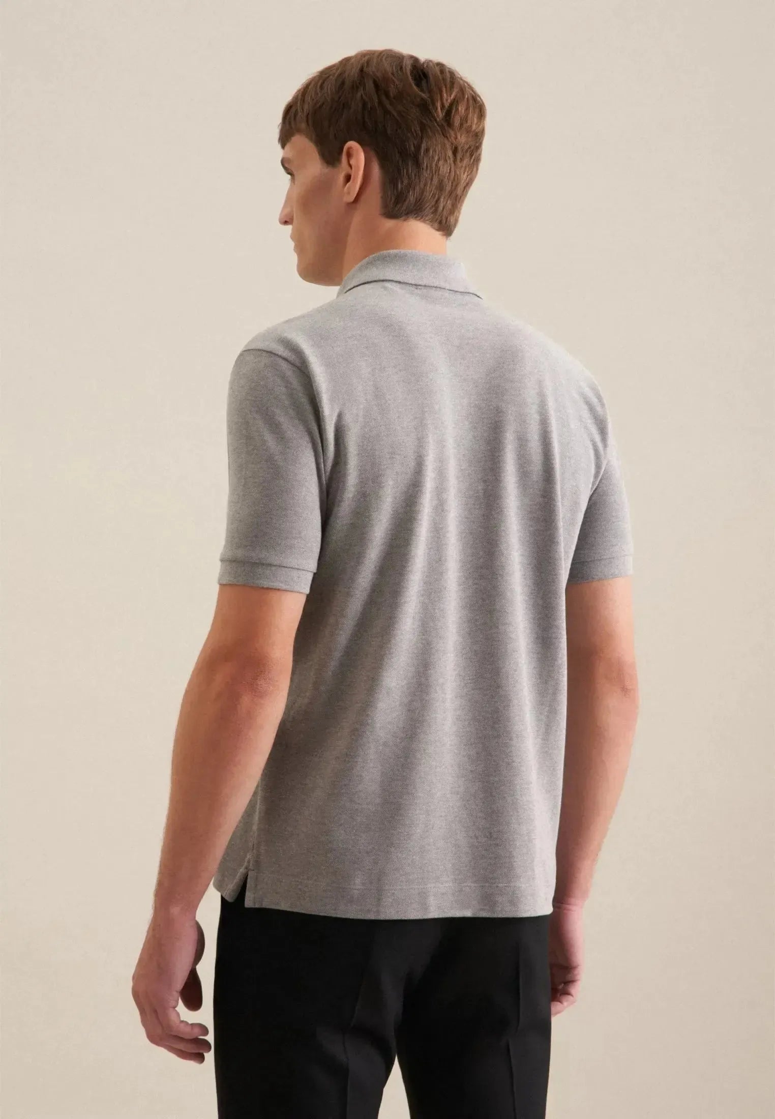 Regular Fit Pique Polo Shirt Light Grey-seidensticker uk