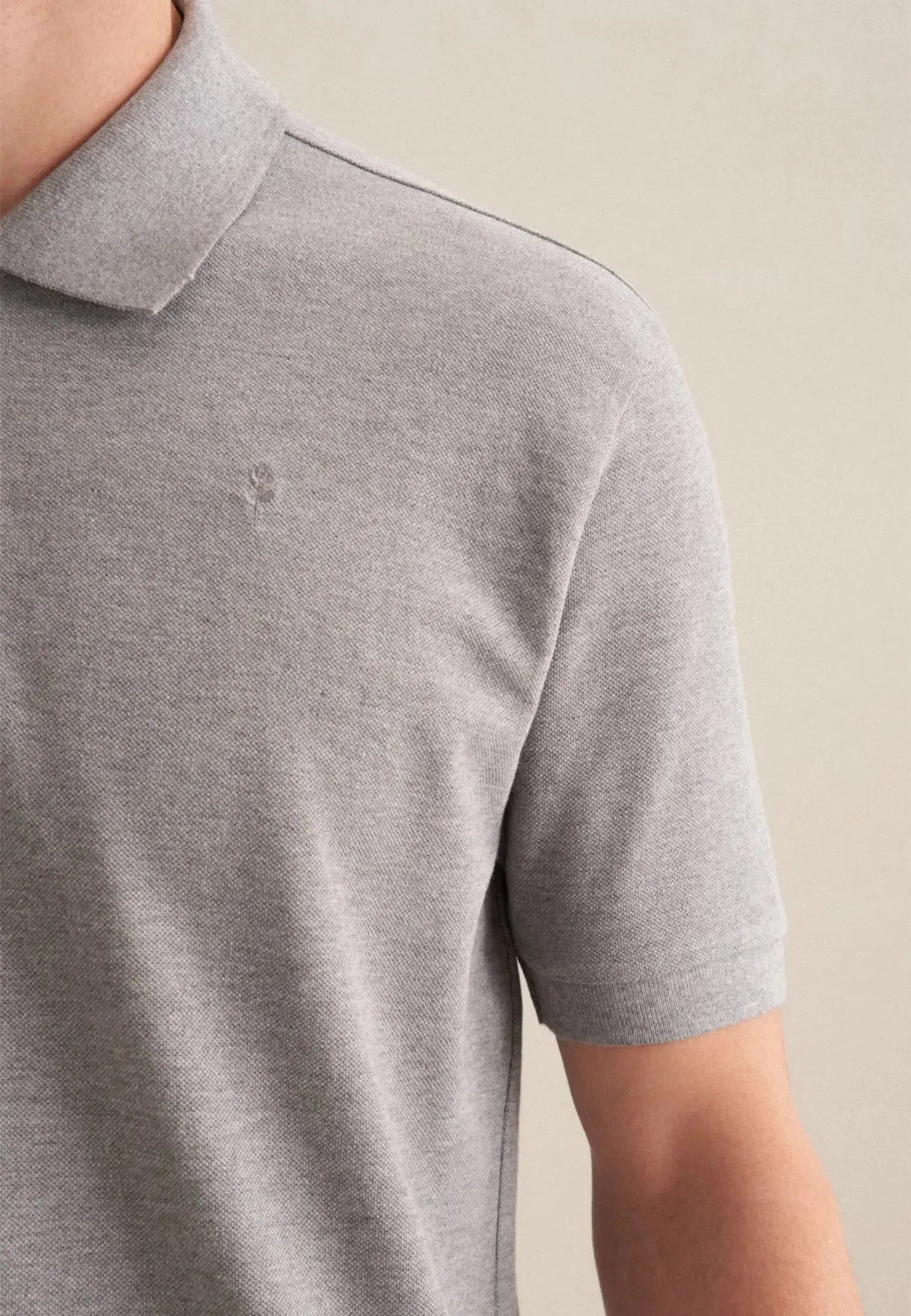 Regular Fit Pique Polo Shirt Light Grey-seidensticker uk