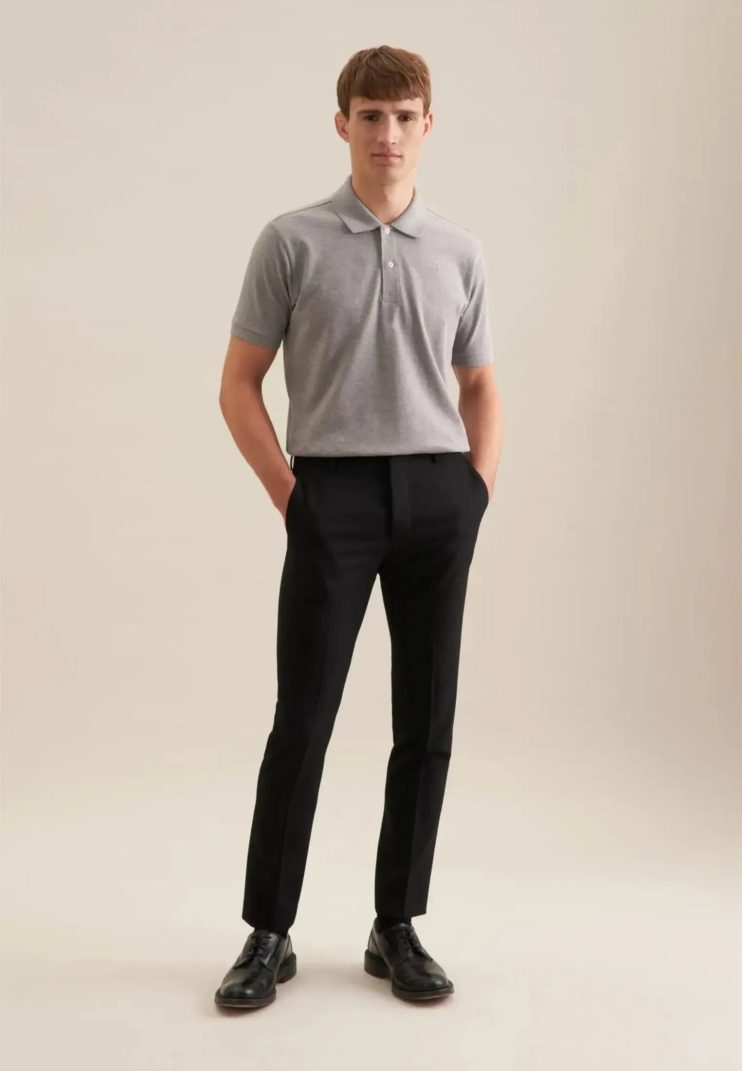 Regular Fit Pique Polo Shirt Light Grey-seidensticker uk