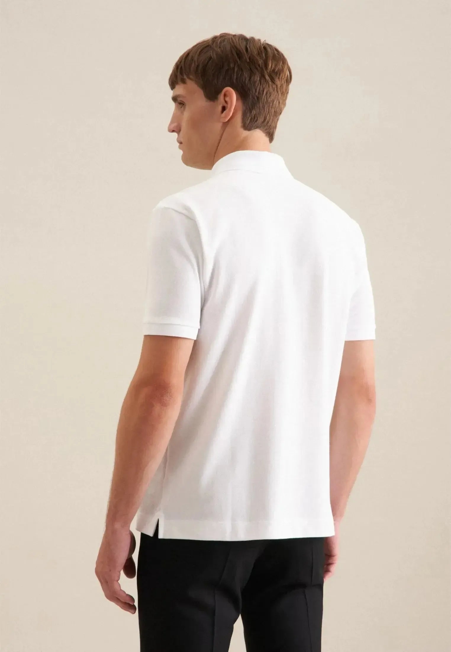 Regular Fit Pique Polo Shirt White-seidensticker uk