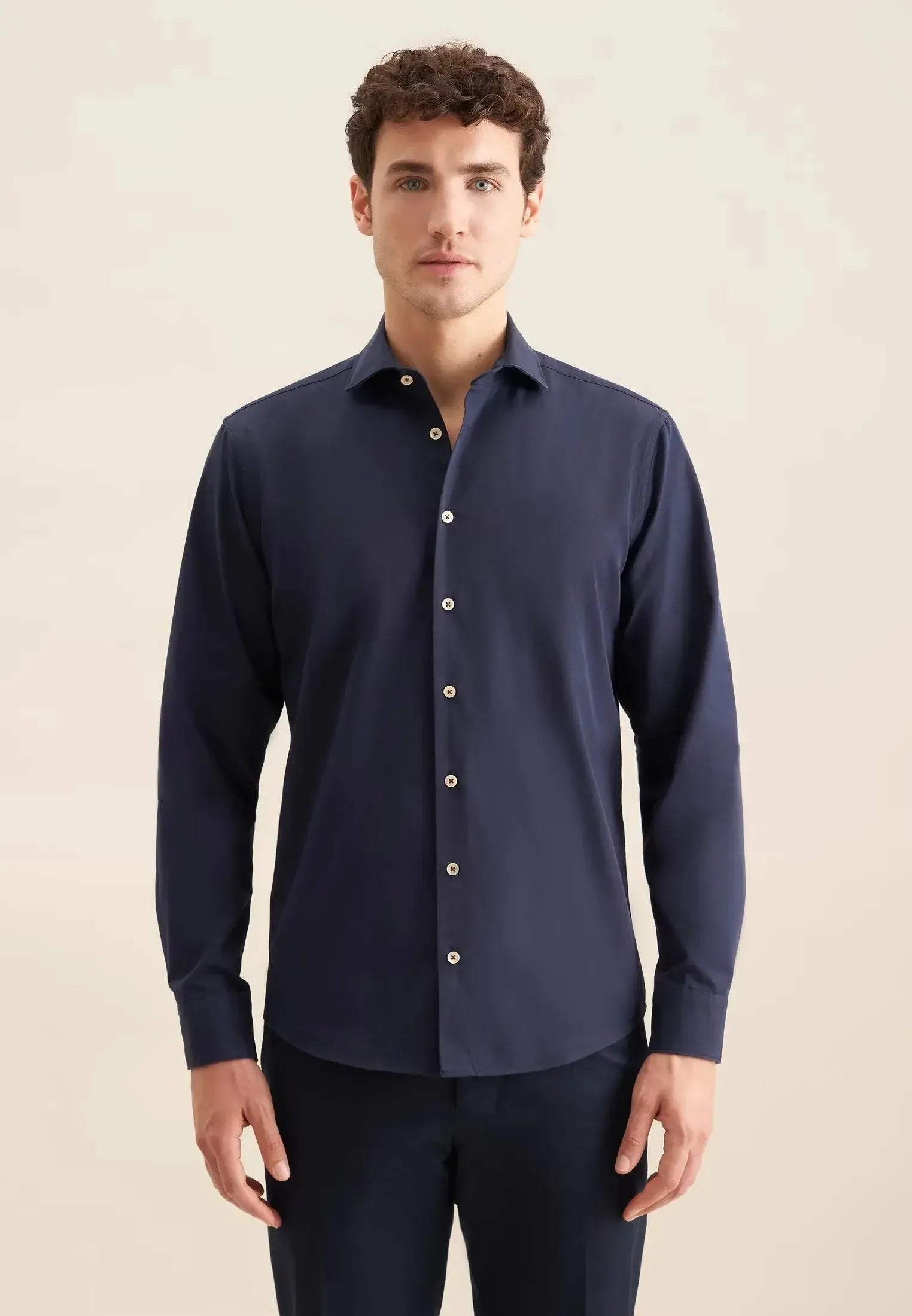 Regular Fit Spread Kent Casual Shirt Dark Blue-seidensticker uk